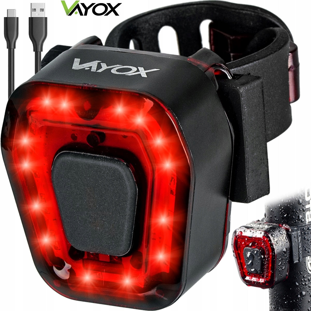 BICYCLE LIGHT REAR LED BICYCLE LIGHT RED REAR USB VAYOX