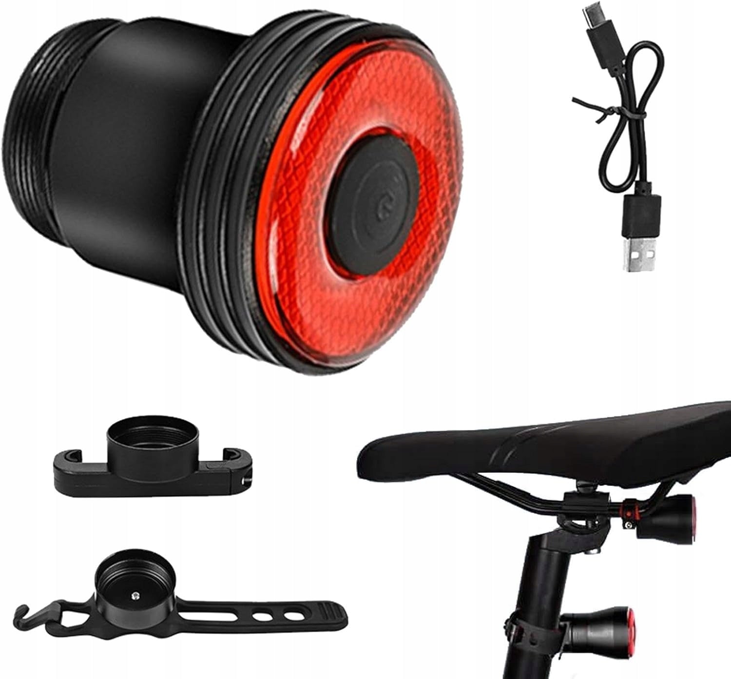 BICYCLE LIGHT REAR LED STOP BRAKE SENSOR USB-C WATERPROOF 5 MODES