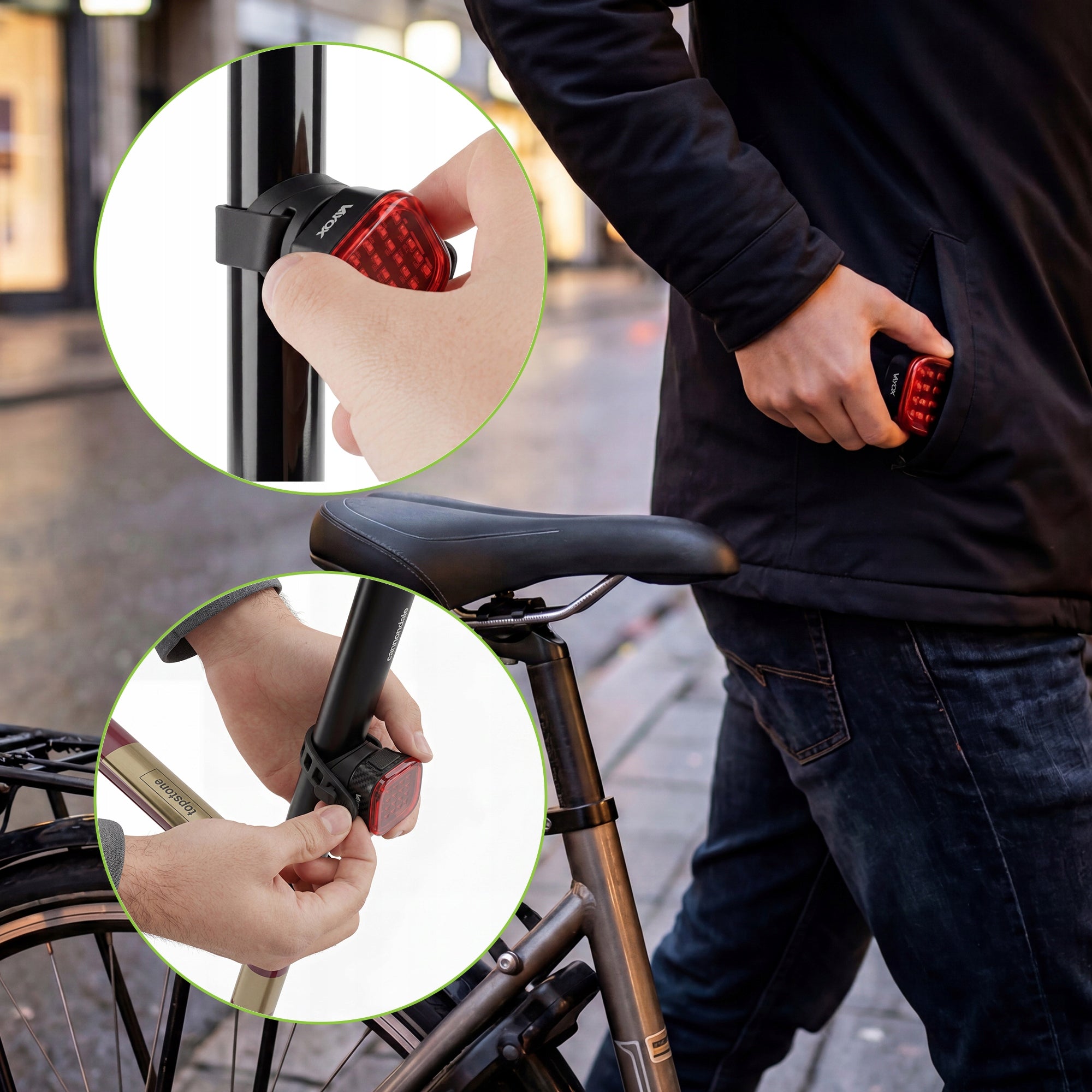 BICYCLE LIGHT REAR LED USB LIGHT REAR BATTERY SMART IPX6 VAYOX Kind rear-facing