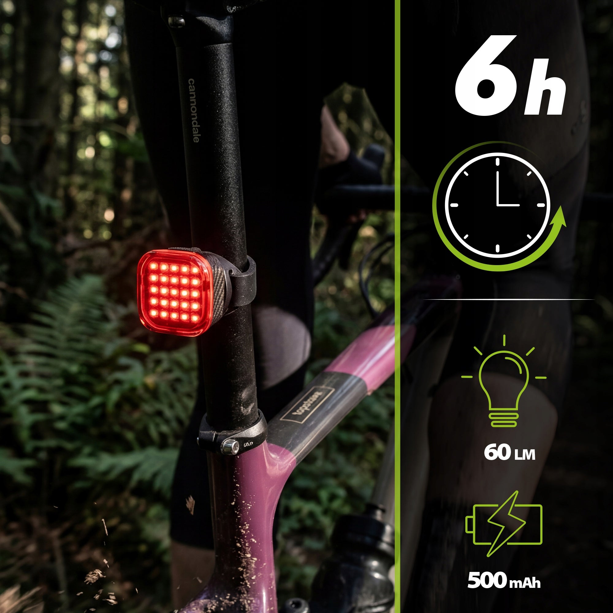 BICYCLE LIGHT REAR LED USB LIGHT REAR BATTERY SMART IPX6 VAYOX Packaging status original