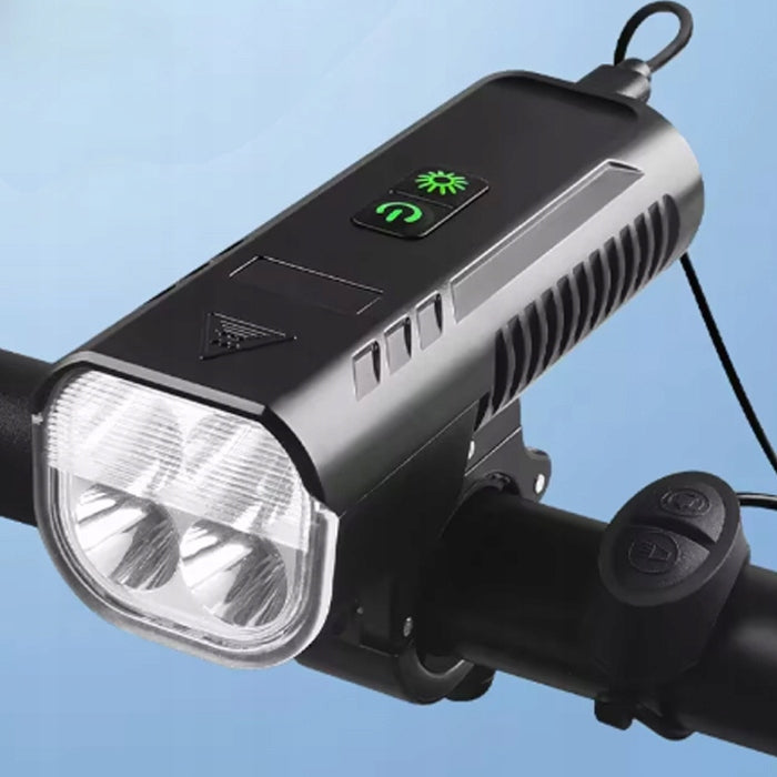 BICYCLE LIGHT SET FRONT REAR 1000 LM WITH HORN 100dB USB-C 4xT6 LED Packaging status original
