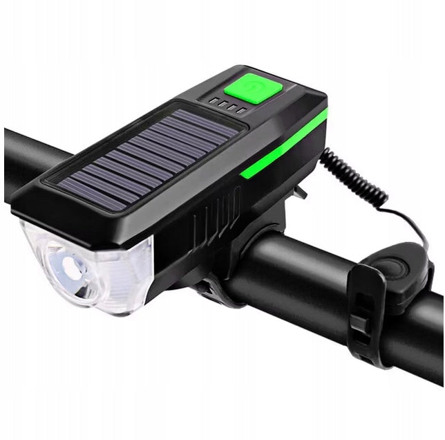 BICYCLE LIGHT SOLAR LED USB HORN BELL Kind front-facing