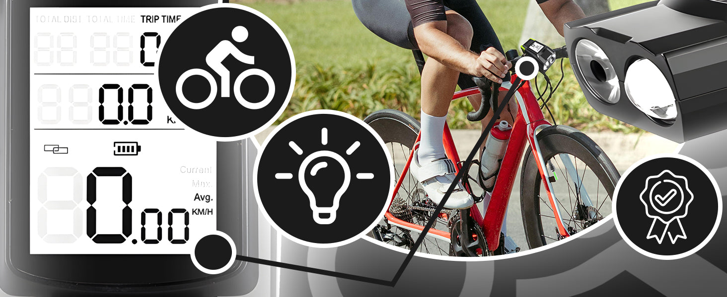 BICYCLE LIGHT STRONG LED FRONT REAR BICYCLE + LED VALVE + REMOTE CONTROL BELL Light beam 1000 lm