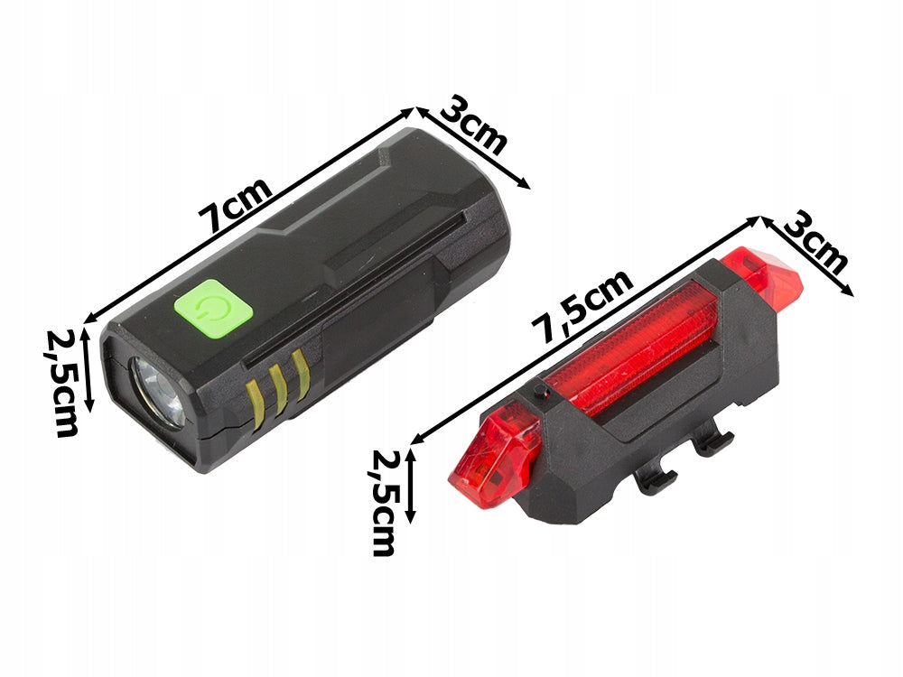 BICYCLE LIGHT USB FRONT REAR LED USB WARNING LED Model Oświetlenie Rowerowe Mocna Latarka Przednia Tylna