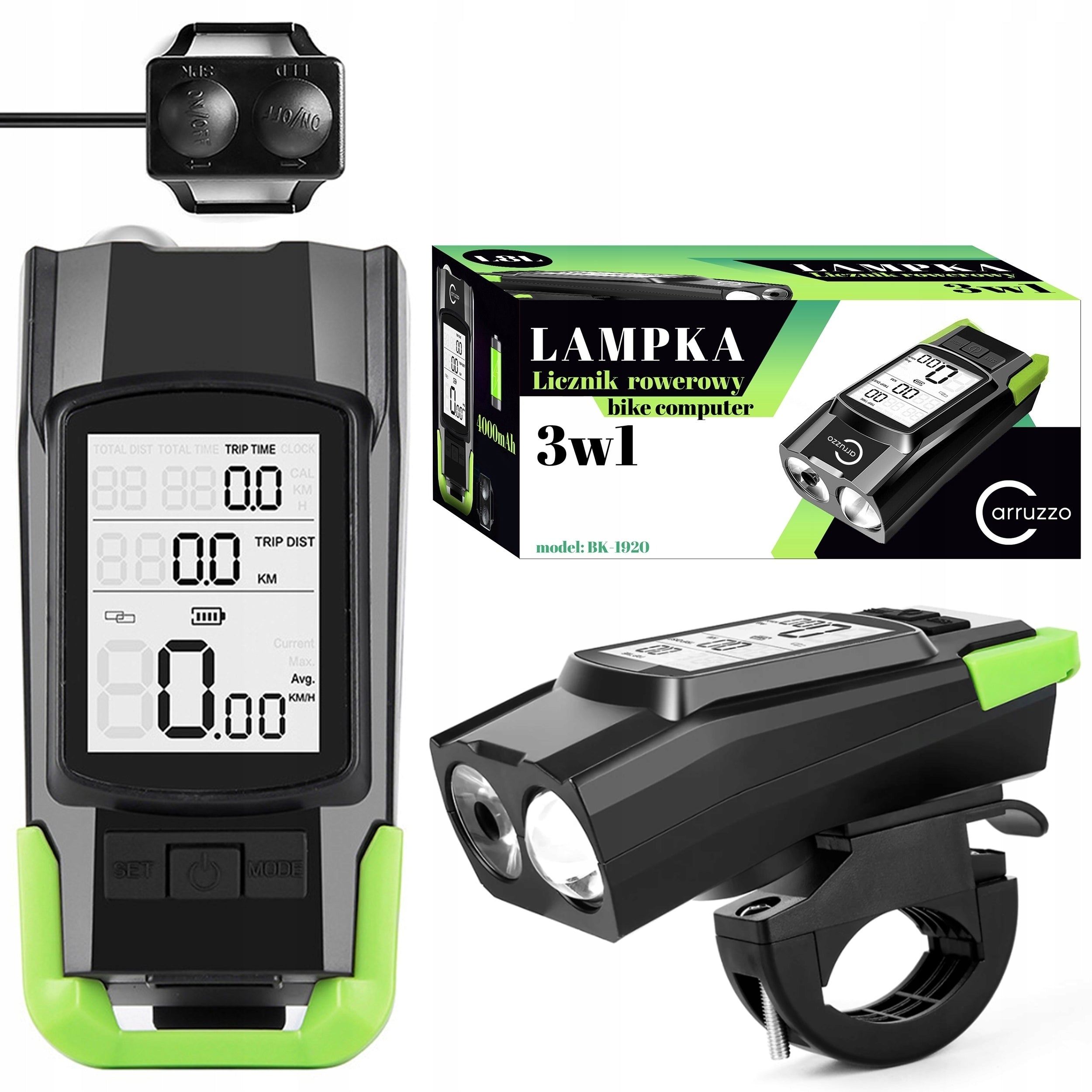 BICYCLE LIGHT Wireless Counter HORN 3in1 Bike Set