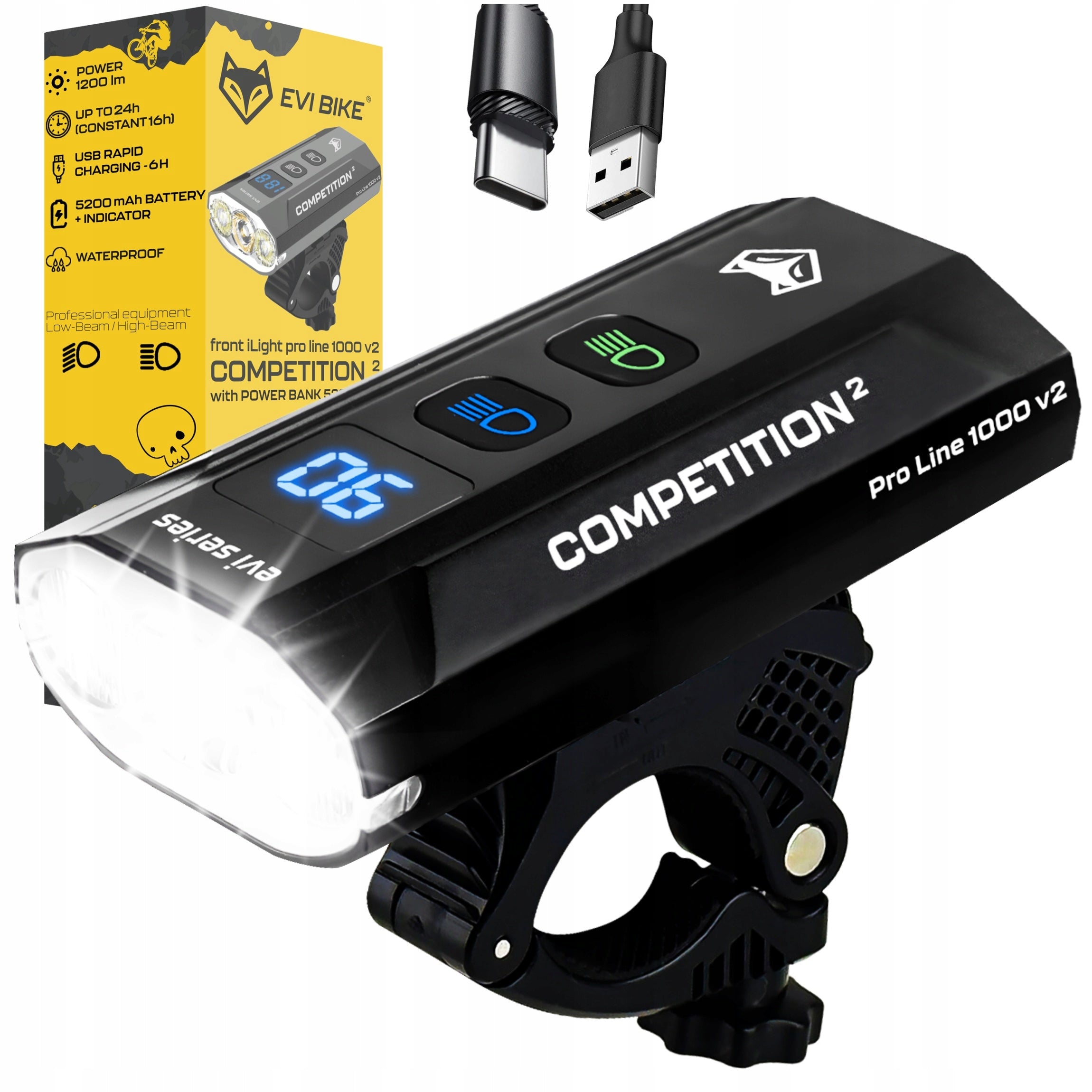 BICYCLE LIGHT front LED light powerful flashlight for handlebars 5200mAh