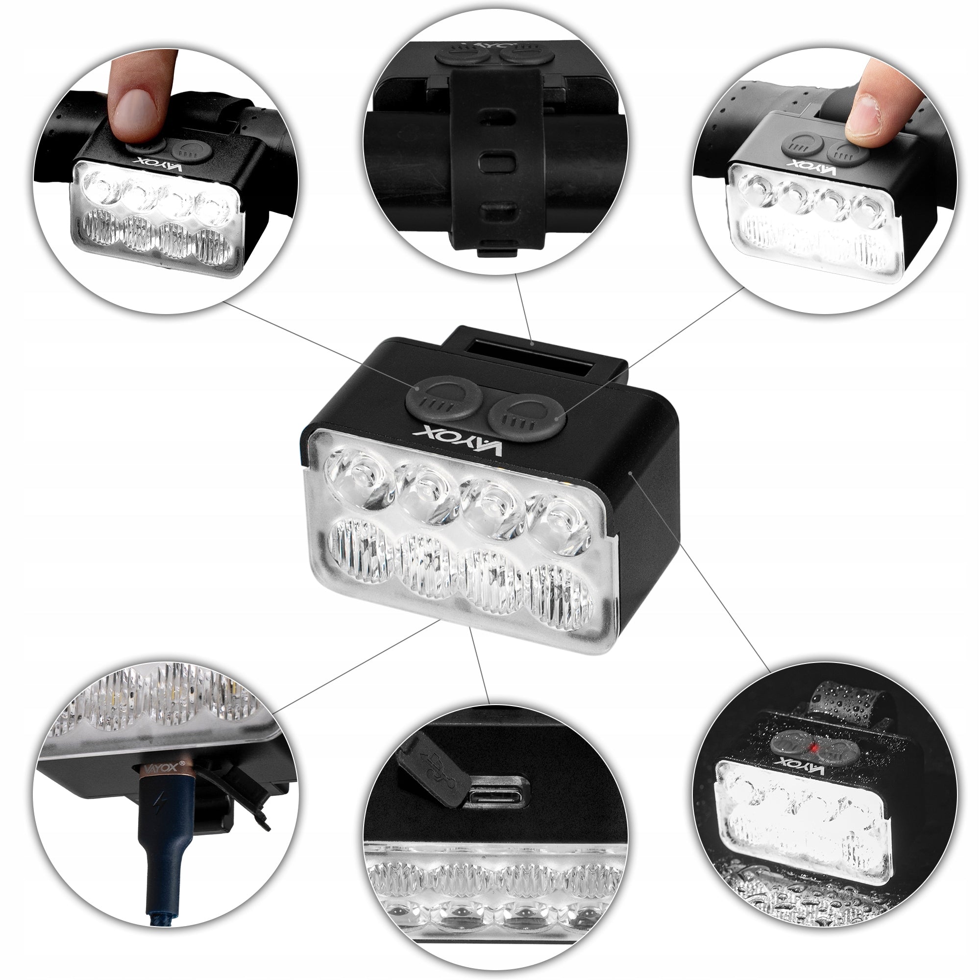 BICYCLE LIGHTING FRONT BICYCLE LIGHT FRONT FOR BICYCLE 900lm VAYOX Kind front-facing