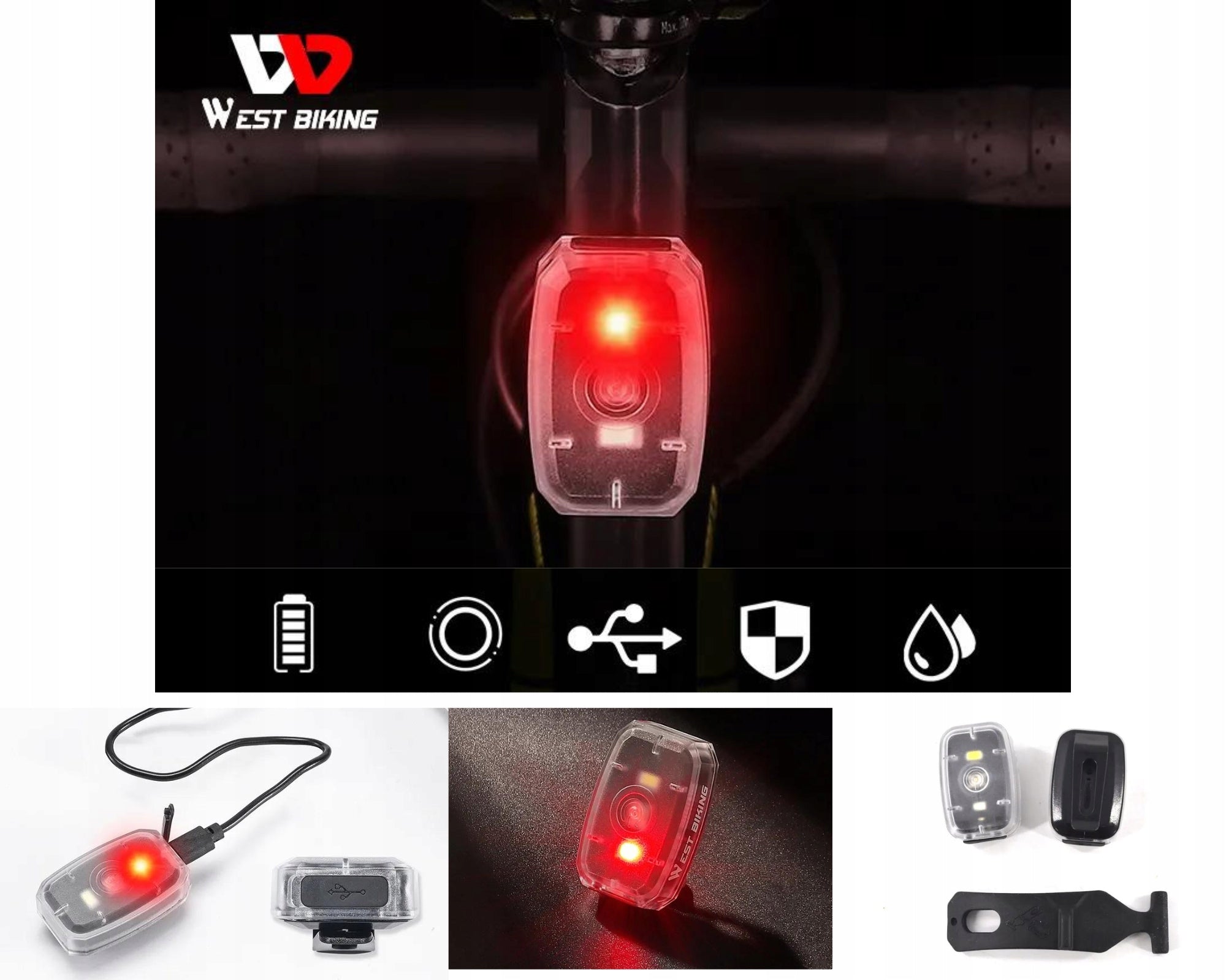 BICYCLE LIGHTING LED Bike Light USB UNIVERSAL WATERPROOF Power supply USB