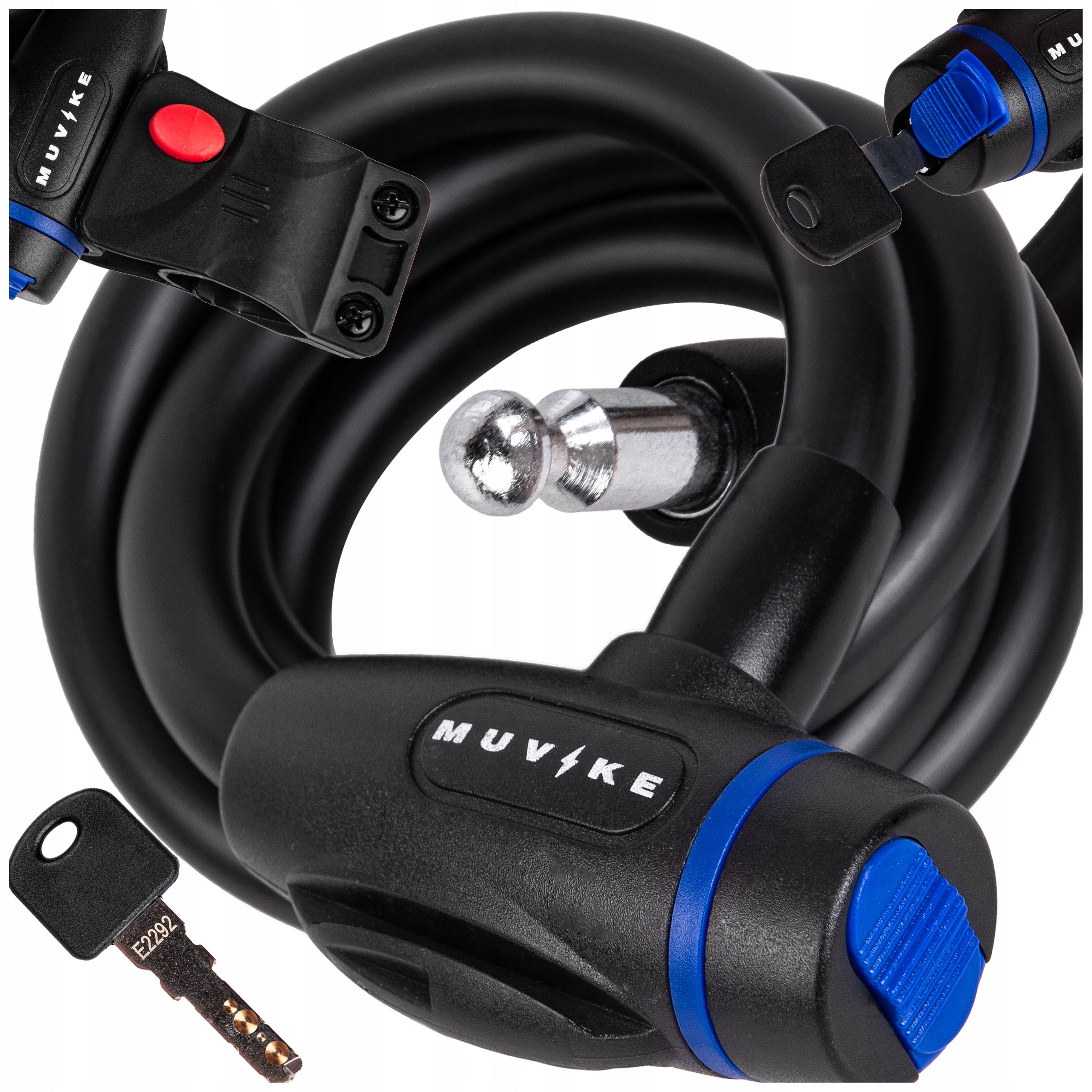 BICYCLE LOCK CABLE 100cm 12mm WITH KEY WITH HANDLE MUVIKE FLEX 1000/12K