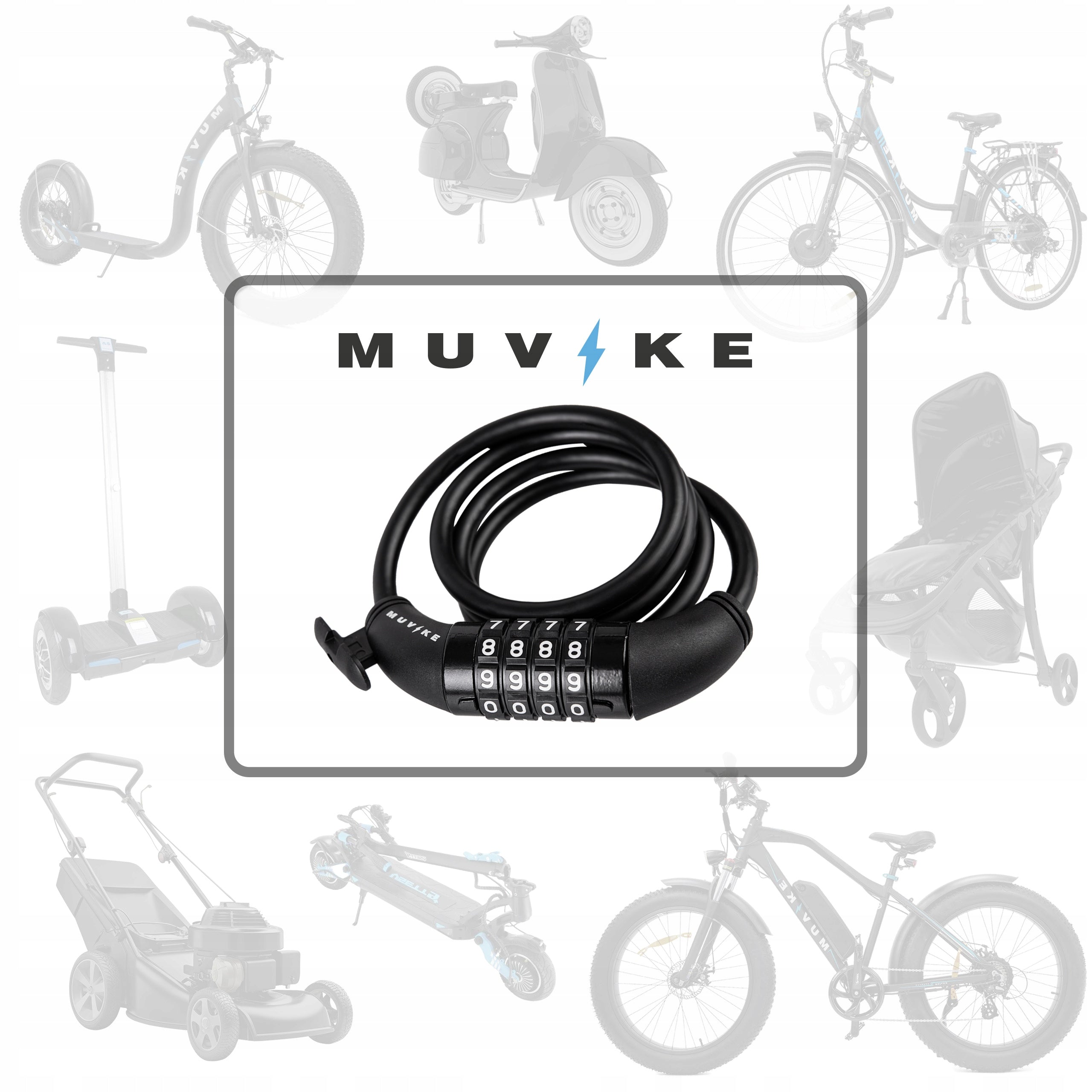 BICYCLE LOCK CABLE 100cm 8mm PER CODE WITH MUVIKE FLEX 1000/8C Model Flex 1000/8C