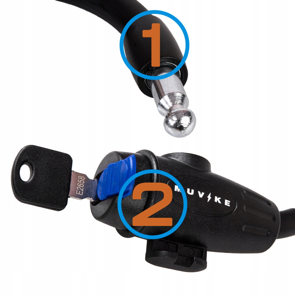 BICYCLE LOCK CABLE 120cm 12mm WITH KEY WITH HANDLE MUVIKE FLEX 1200/12K Kind cord