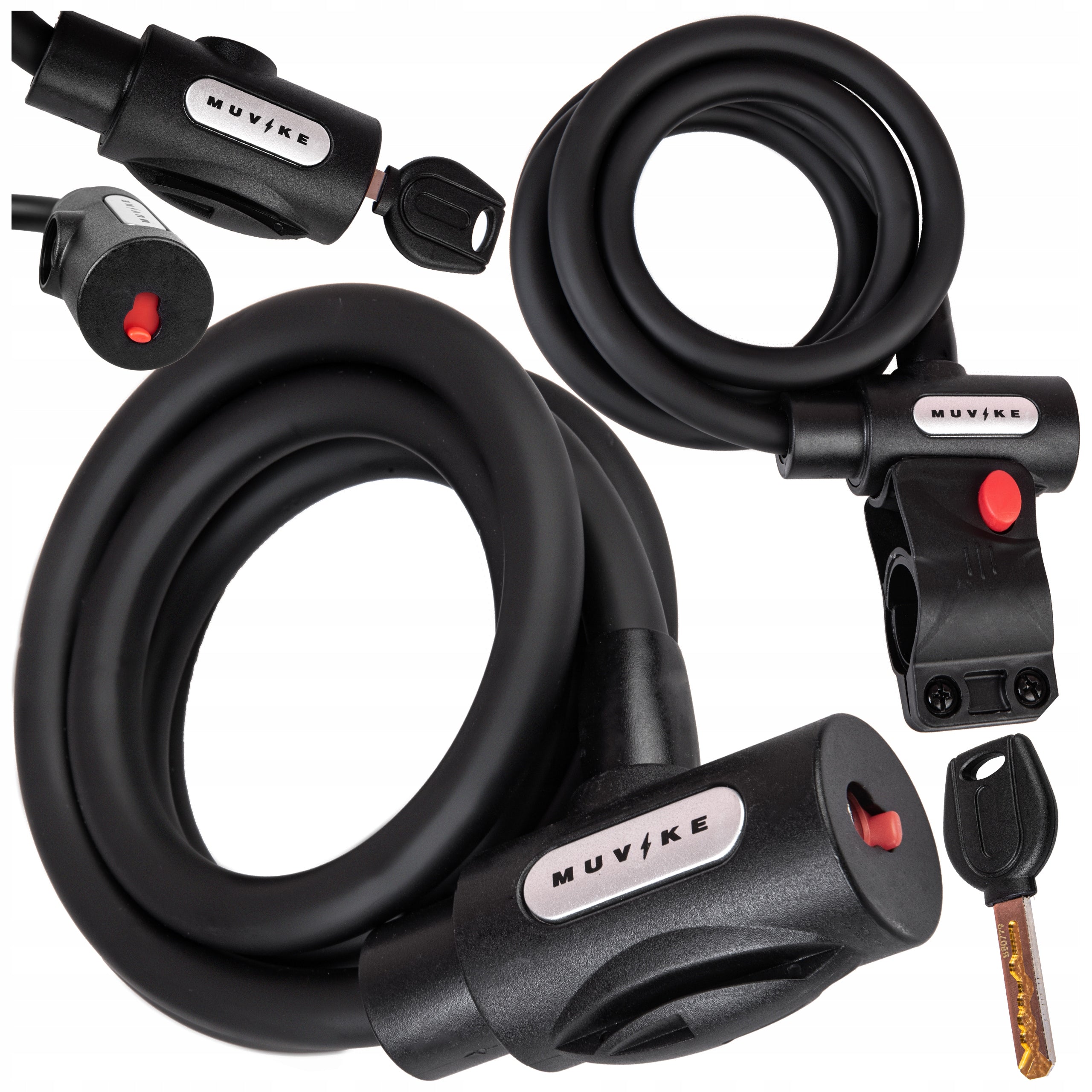 BICYCLE LOCK CABLE 150cm 12mm WITH KEY WITH HANDLE MUVIKE FLEX 1500/12K