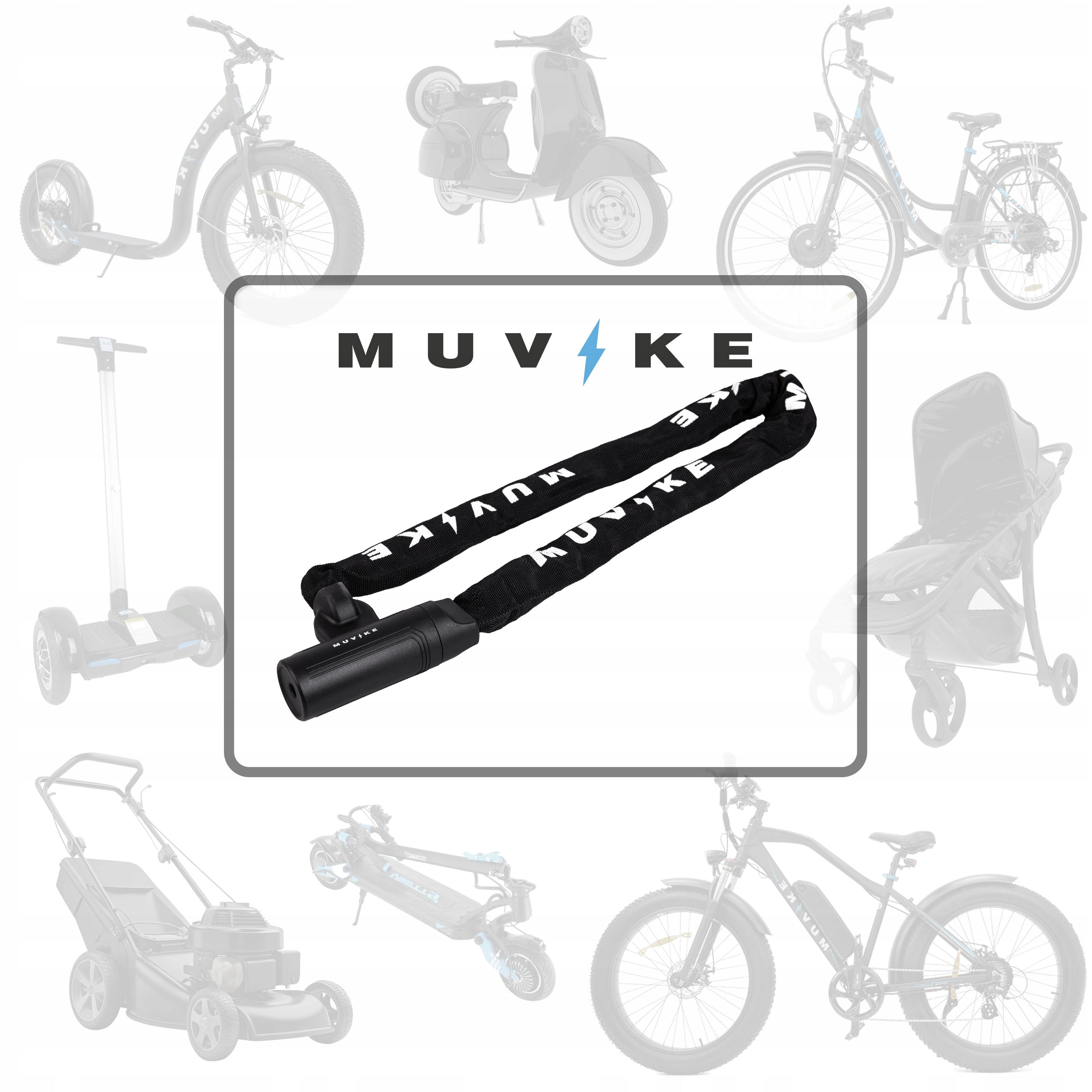 BICYCLE LOCK CHAIN 100cm 8x8mm WITH KEY STRONG MUVIKE SOLID 1000/8x8K Model Solid 1000/8x8K