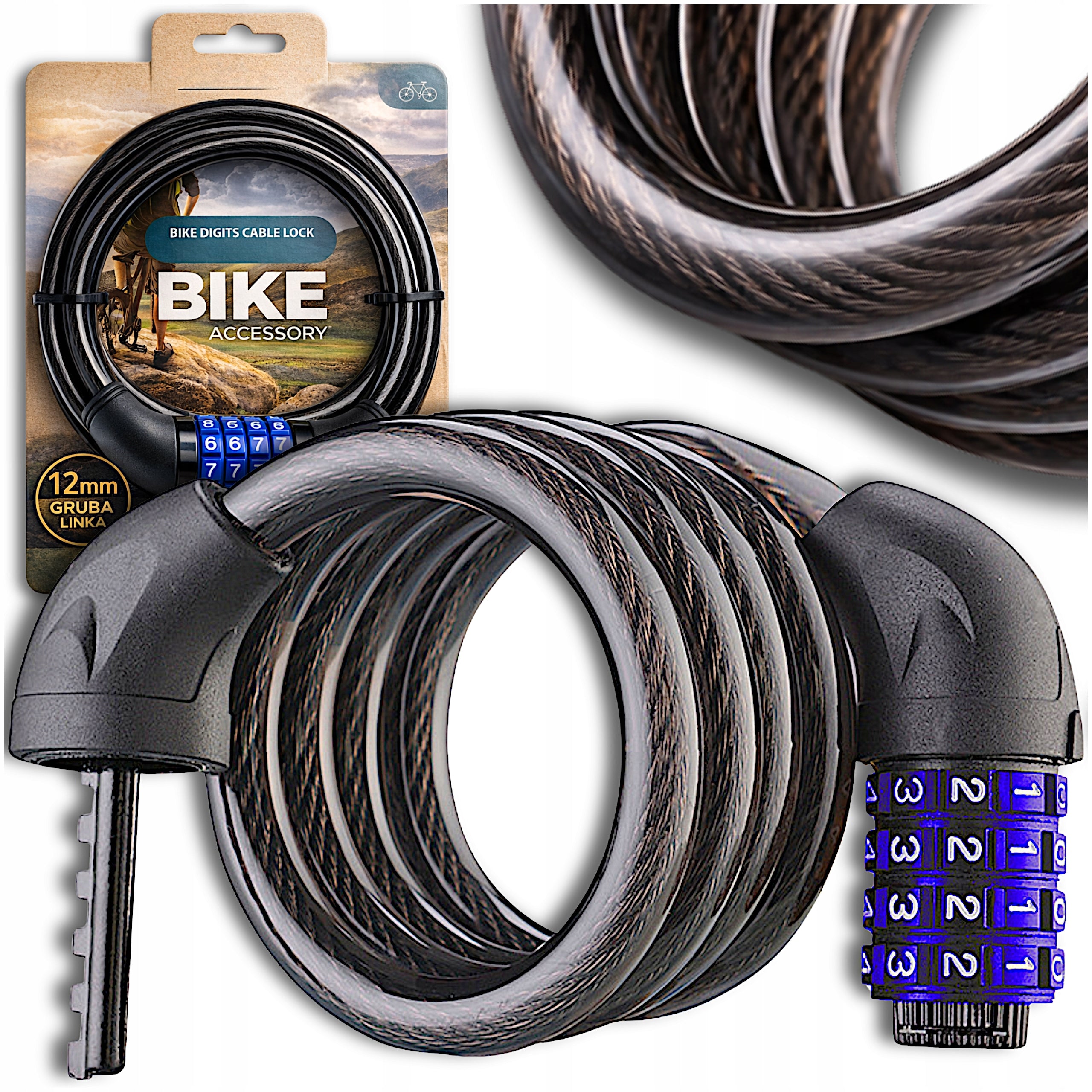 BICYCLE LOCK FOR CIPHER CODE THICK CORD 12MM BICYCLE PROTECTION STRONG