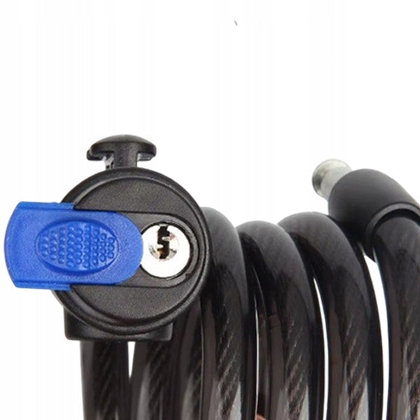 BICYCLE LOCK SPIRAL CABLE 12x1500 WITH KEY Color black