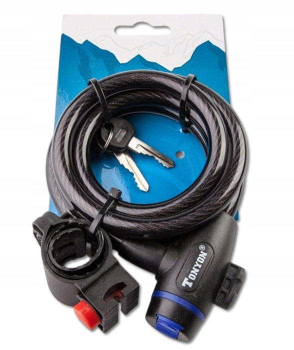 BICYCLE LOCK SPIRAL CABLE 12x1500 WITH KEY Manufacturer code TY536-1500-12