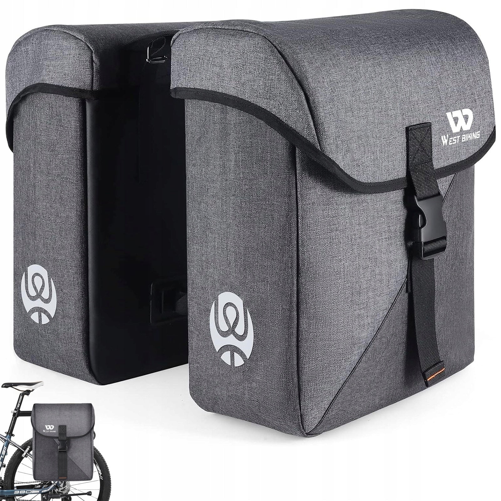 BICYCLE PANNIER BAG FOR LUGGAGE CARRIER BICYCLE DOUBLE Large capacious 35L Manufacturer code CJB-0150-BG