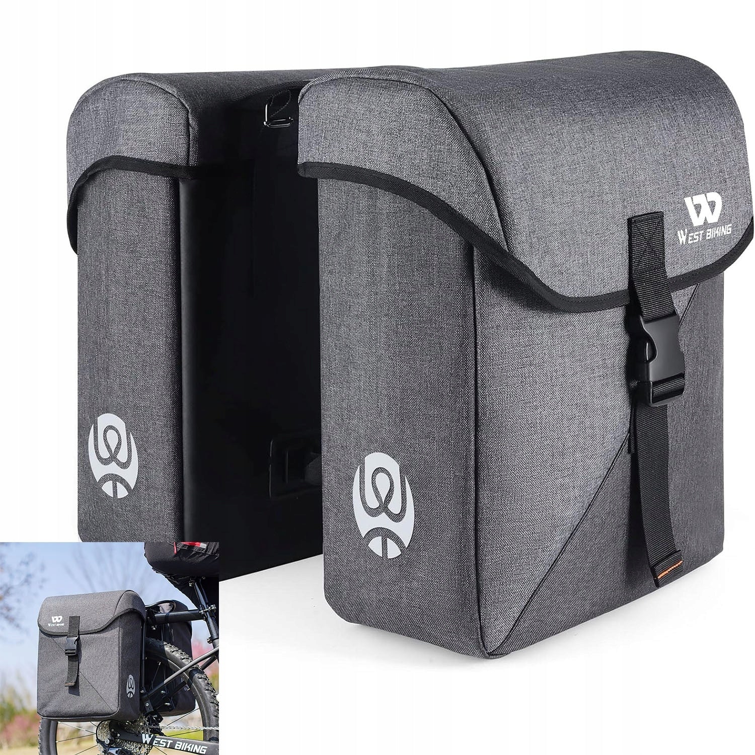 BICYCLE PANNIER BAG FOR LUGGAGE CARRIER BICYCLE DOUBLE Large capacious 35L