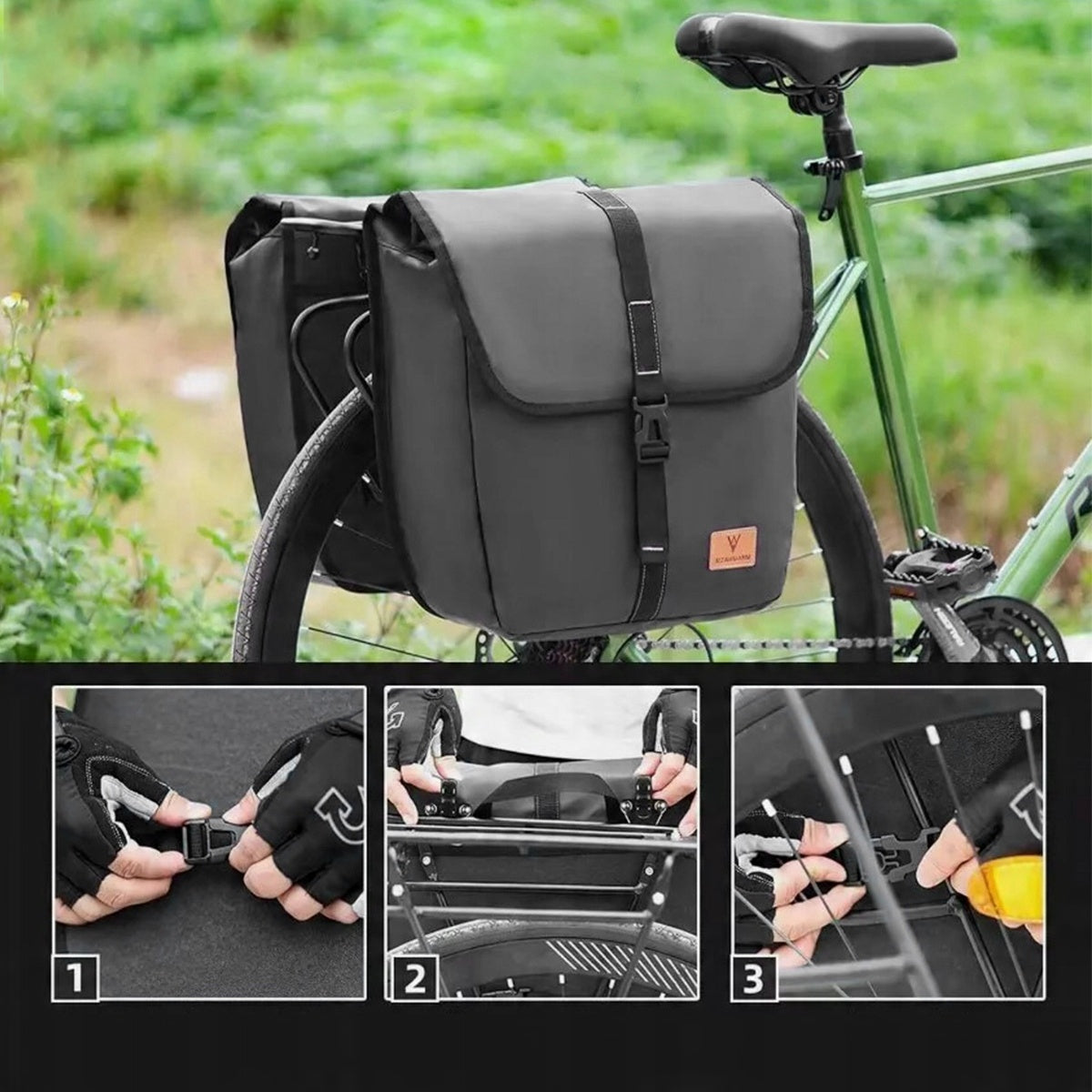 BICYCLE PANNIER BAGS ROOMY RIGID WATERPROOF FOR HIKING AND MOUNTAIN Kind universal