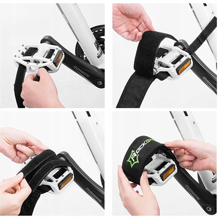 BICYCLE PEDAL STRAPS 2 PCS STRAPY FOOT TAPE VELCRO LIGHTWEIGHT BLACK Model GZT1001