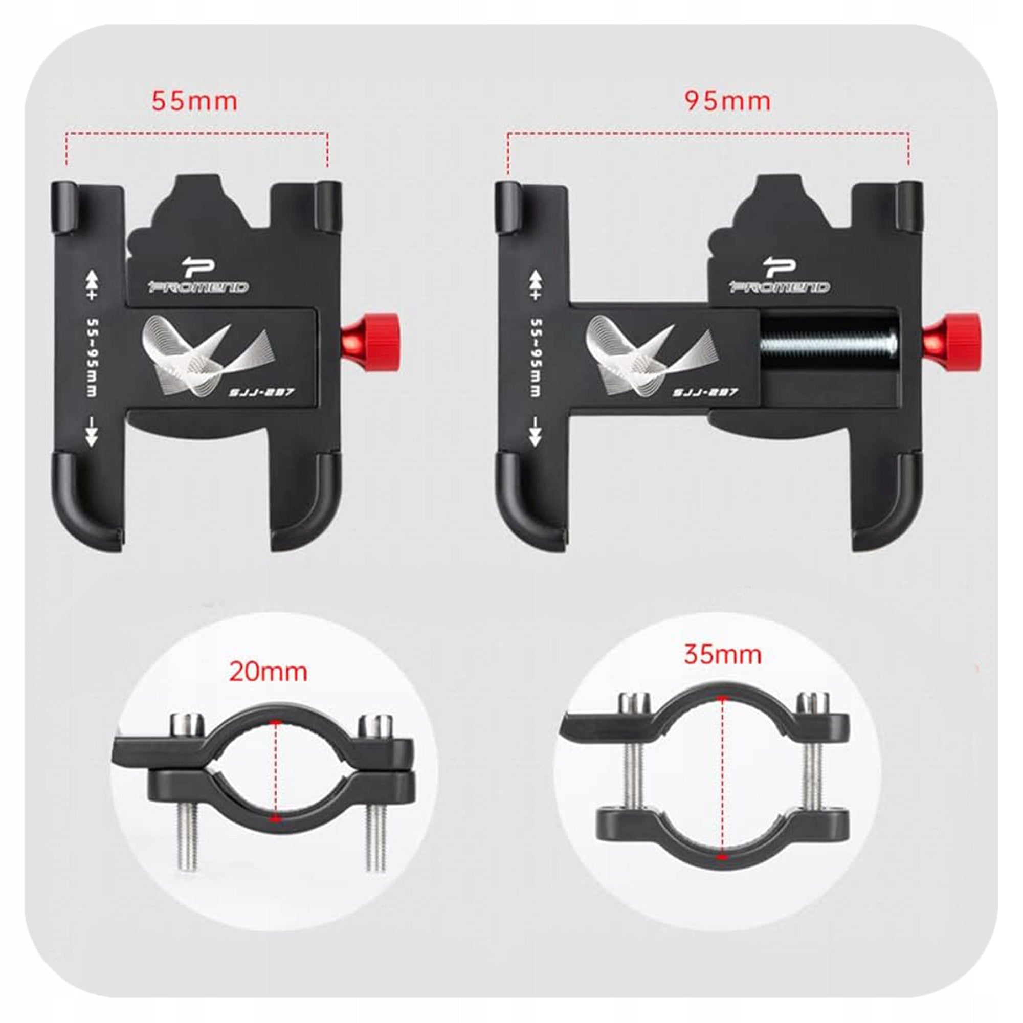 BICYCLE PHONE HOLDER ADJUSTABLE STRONG FOR SCOOTER HANDLEBAR 360° Model PIXEL