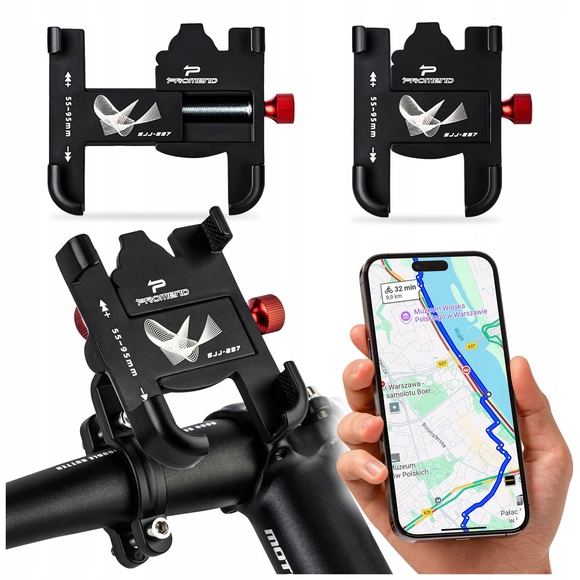 BICYCLE PHONE HOLDER ADJUSTABLE STRONG FOR SCOOTER HANDLEBAR 360°