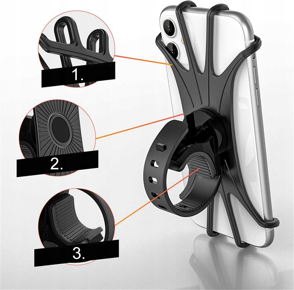 BICYCLE PHONE HOLDER BIKE HANDLEBAR SILICONE STRONG ADJUSTABLE Product weight with unit packaging 0.1 kg