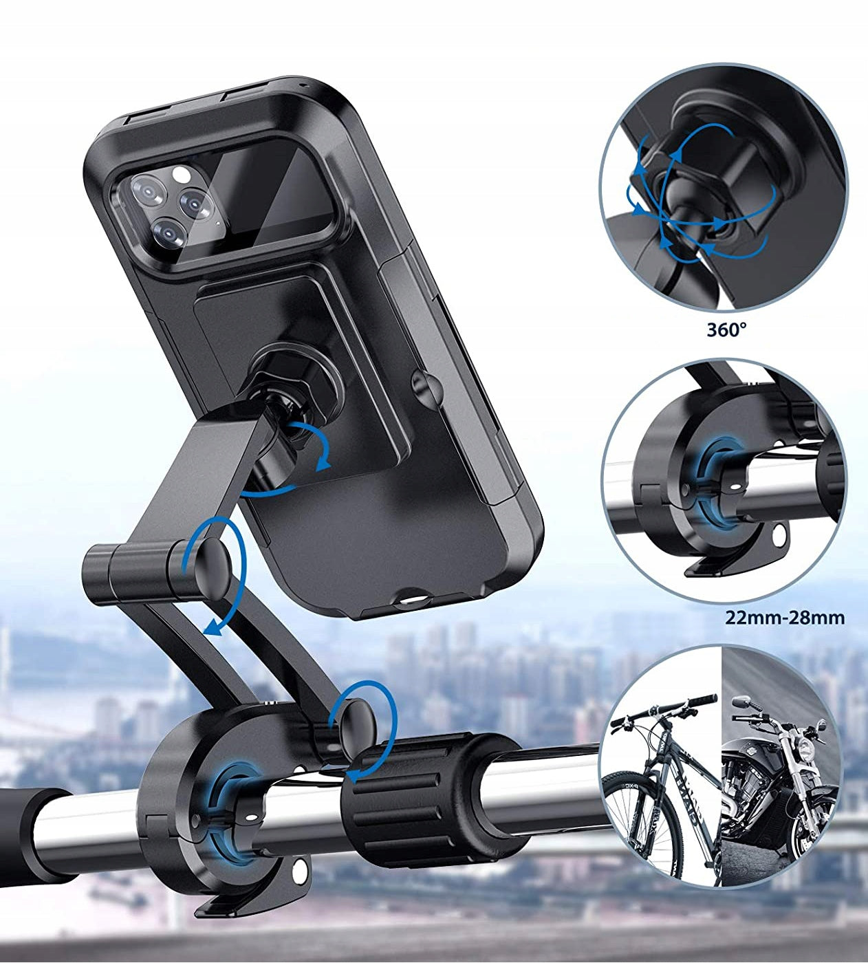 BICYCLE PHONE HOLDER FOR SCOOTER ANTISHOCK WATERPROOF UNIVERSAL For mobile
