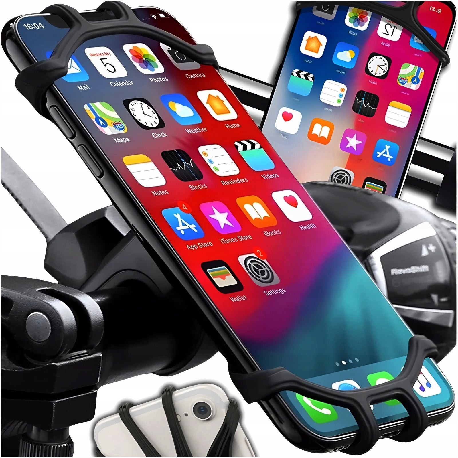 BICYCLE PHONE HOLDER HANDLEBAR FOR BIKE SILICONE ADJUSTABLE STRONG