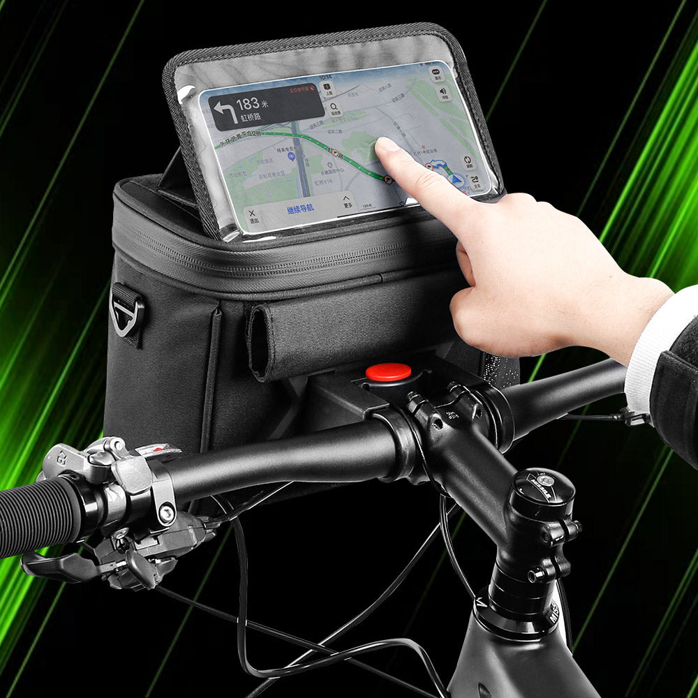 BICYCLE PHONE HOLDER HANDLEBAR POUCH BICYCLE SCOOTER WATERPROOF Capacity 3.5 l