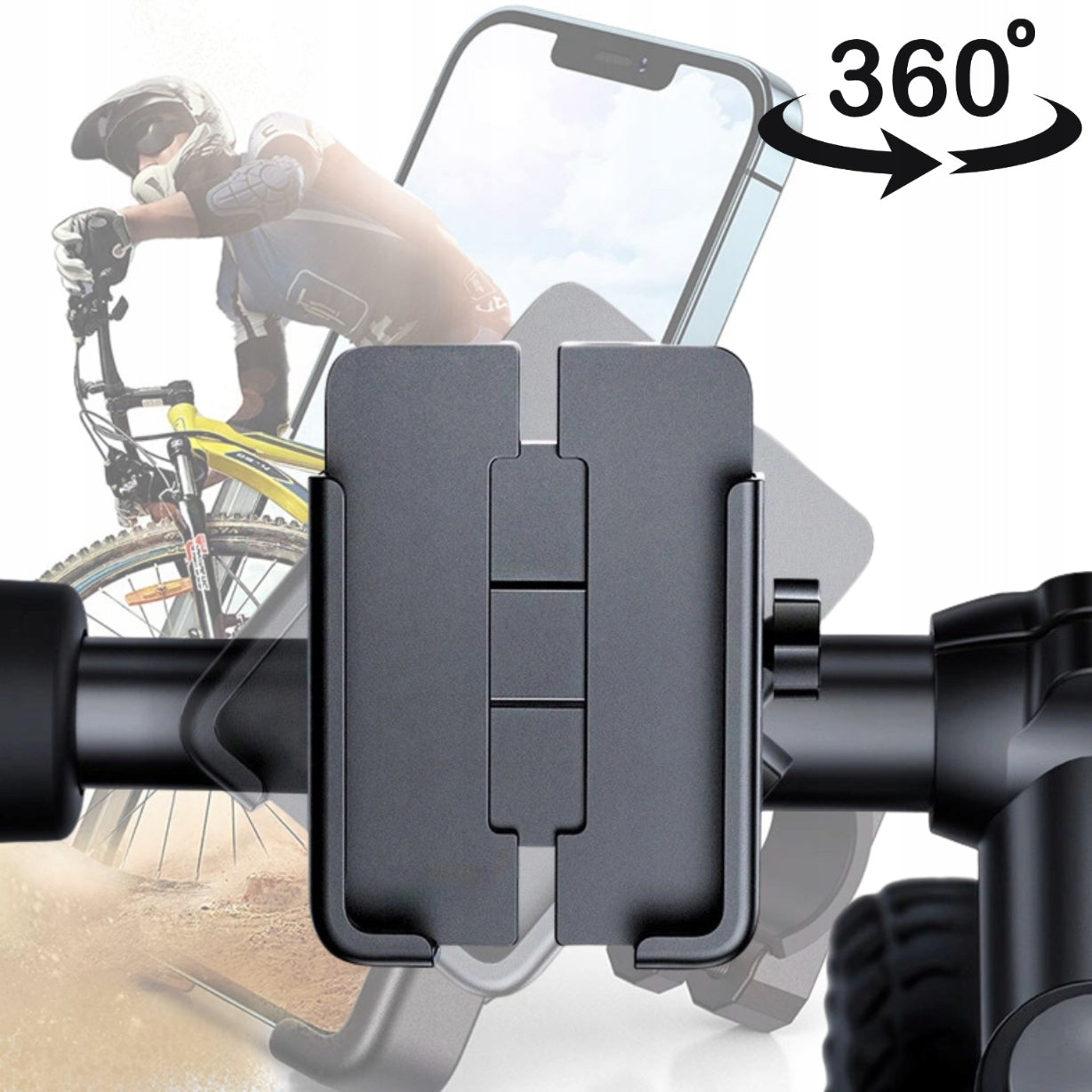 BICYCLE PHONE HOLDER MOTORCYCLE METAL STABLE ARMORED 360° Model WBHBK3