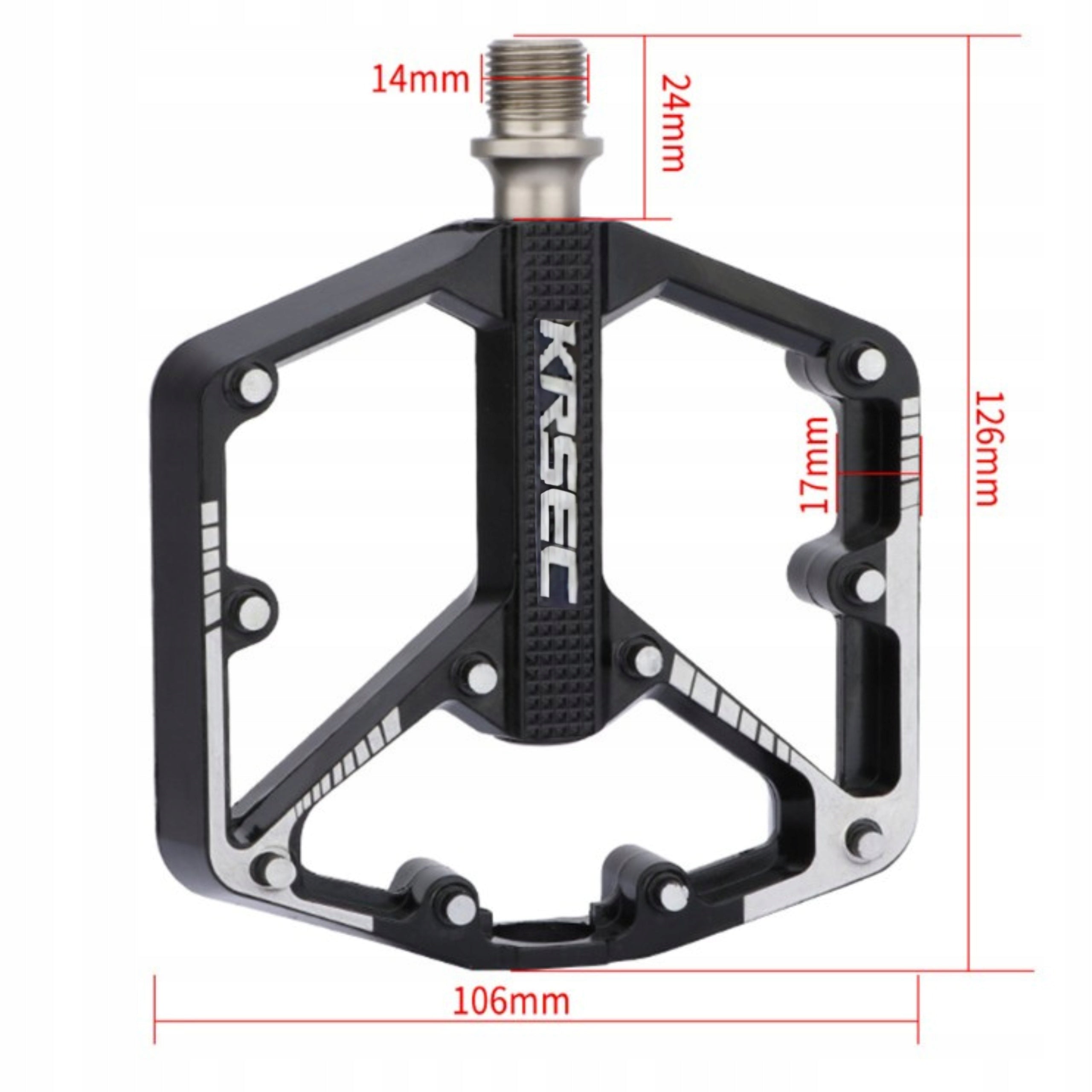 BICYCLE PLATFORM PEDALS ALUMINUM STRONG MACHINE BEARINGS PINS BLACK Brand Krsec