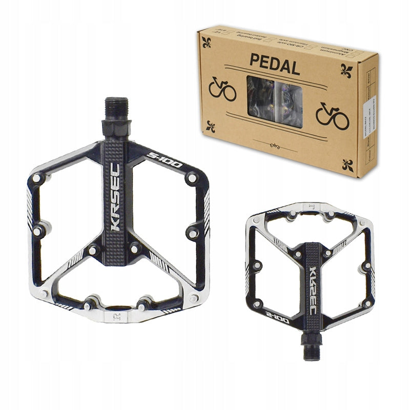 BICYCLE PLATFORM PEDALS ALUMINUM STRONG MACHINE BEARINGS PINS BLACK