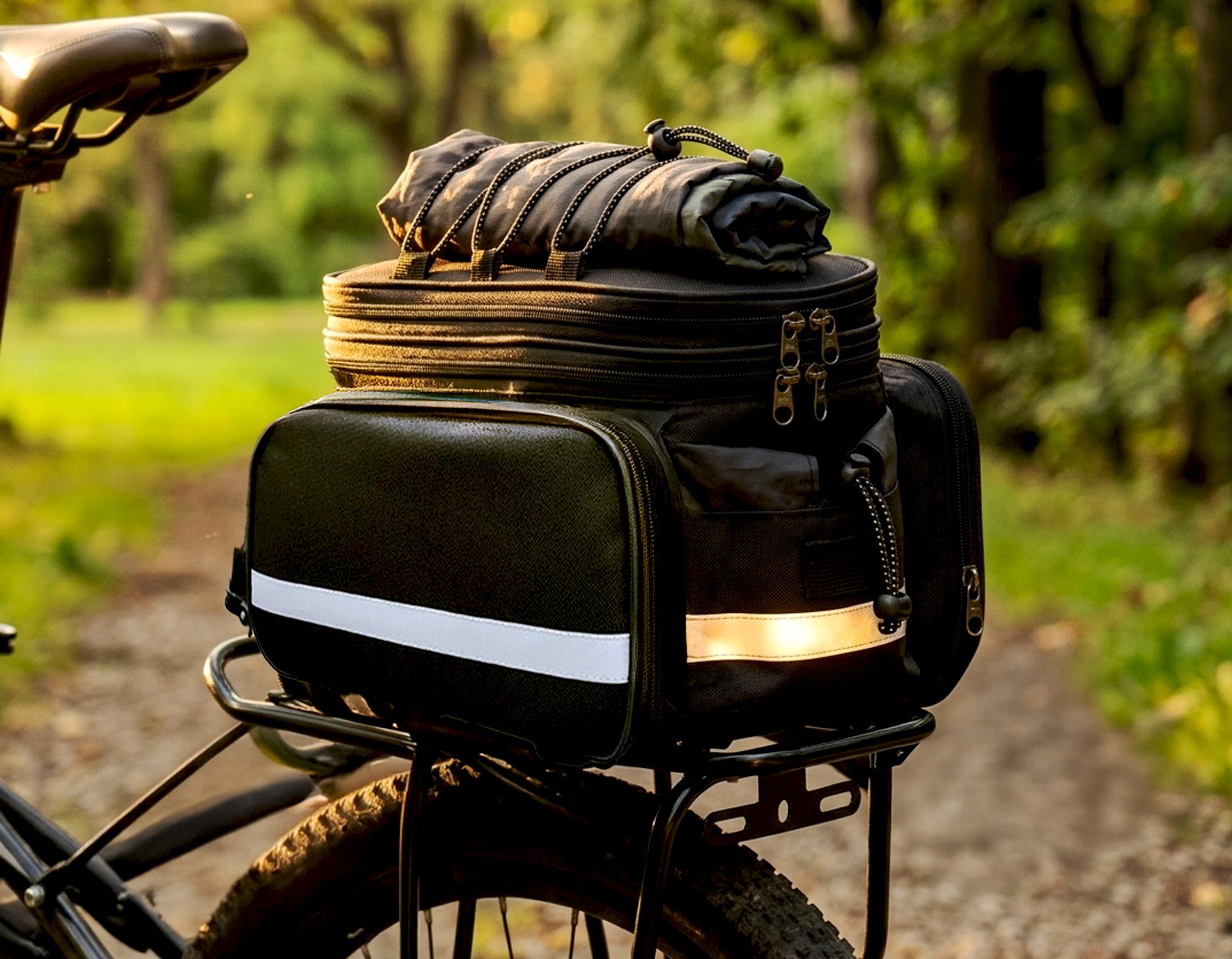 BICYCLE POUCH BAG FOR BICYCLE TRUNK + COVER Spacious Comfortable Sturdy Capacity 30 l