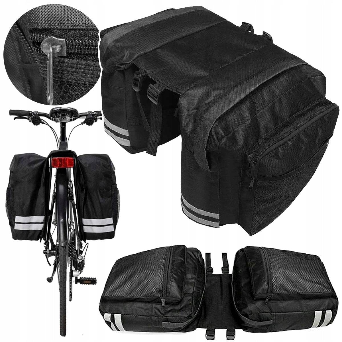 BICYCLE POUCH BAG FOR BIKE RACK DOUBLE LARGE ROOMY + REFLECTORS Brand Stator