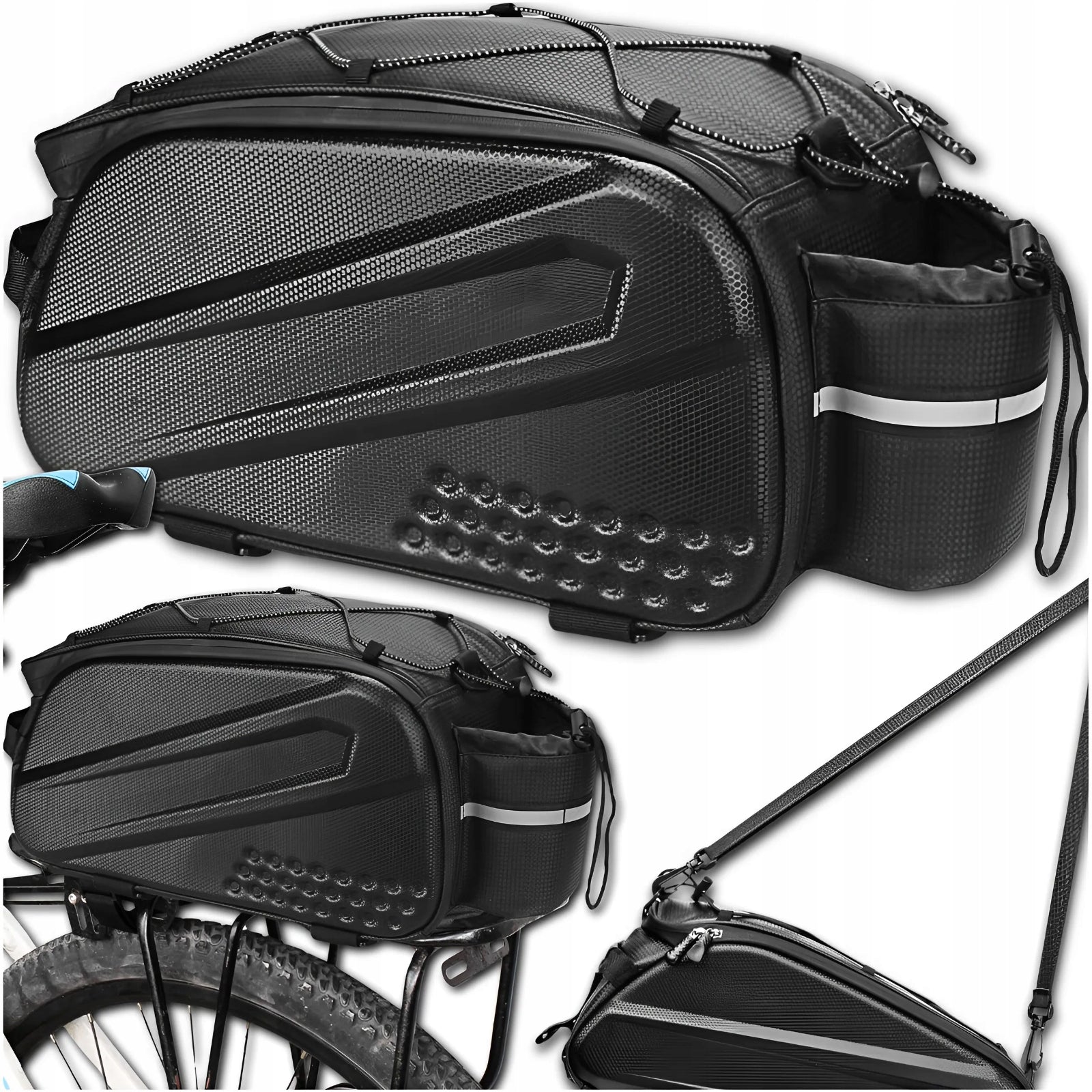 BICYCLE POUCH BAG FOR RACK BICYCLE REFLECTIVE TRUNK CAPACIOUS STIFFENED