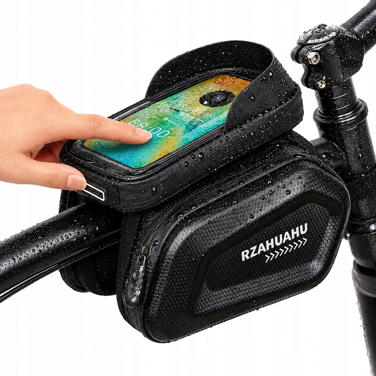 BICYCLE POUCH FOR FRAME PHONE HOLDER 3-CHAMBER WATERPROOF Manufacturer code SAK7INCH