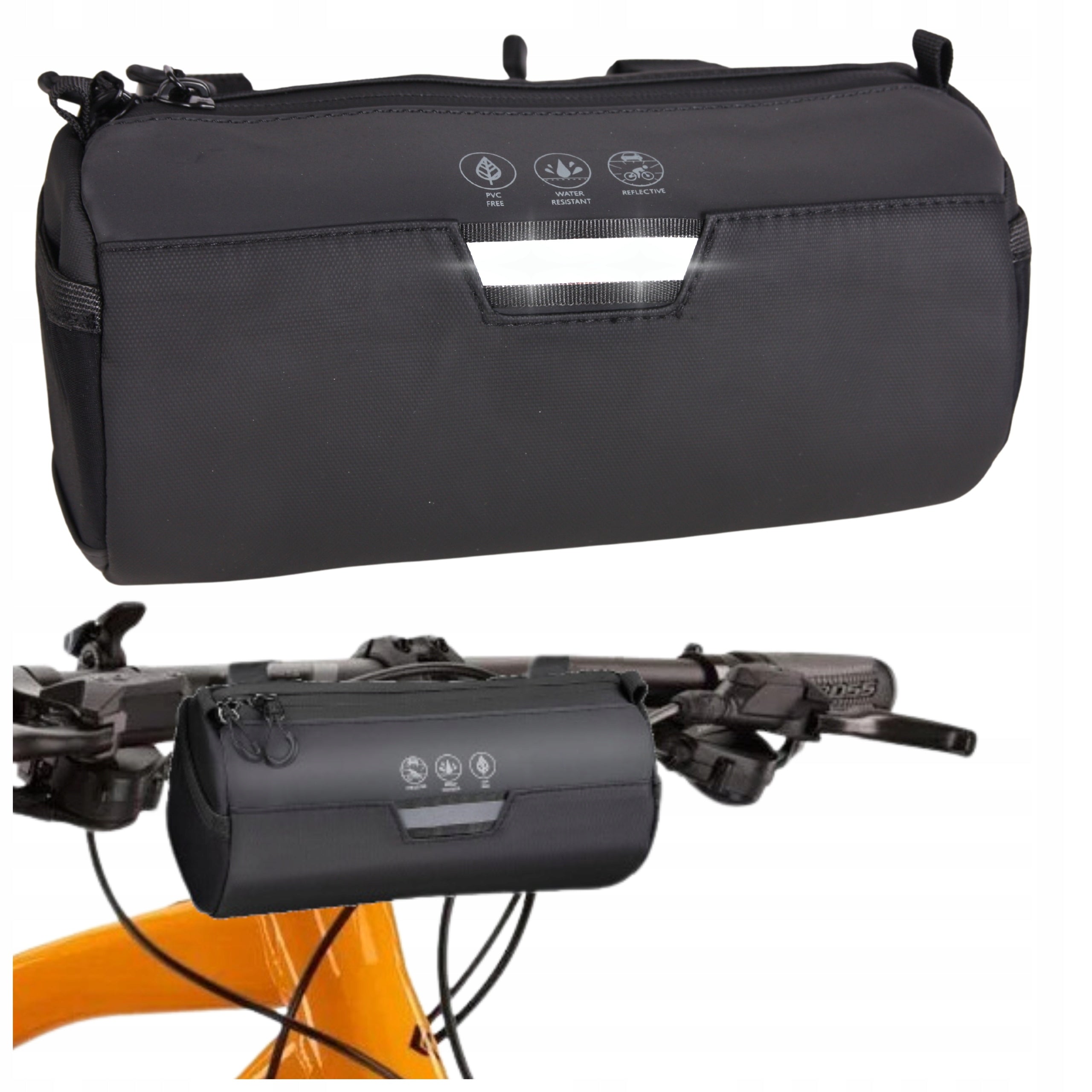 BICYCLE POUCH FOR HANDLEBARS FRONT TUBE BAG ROOMY WATERPROOF ZIPPER Capacity 2.5 l