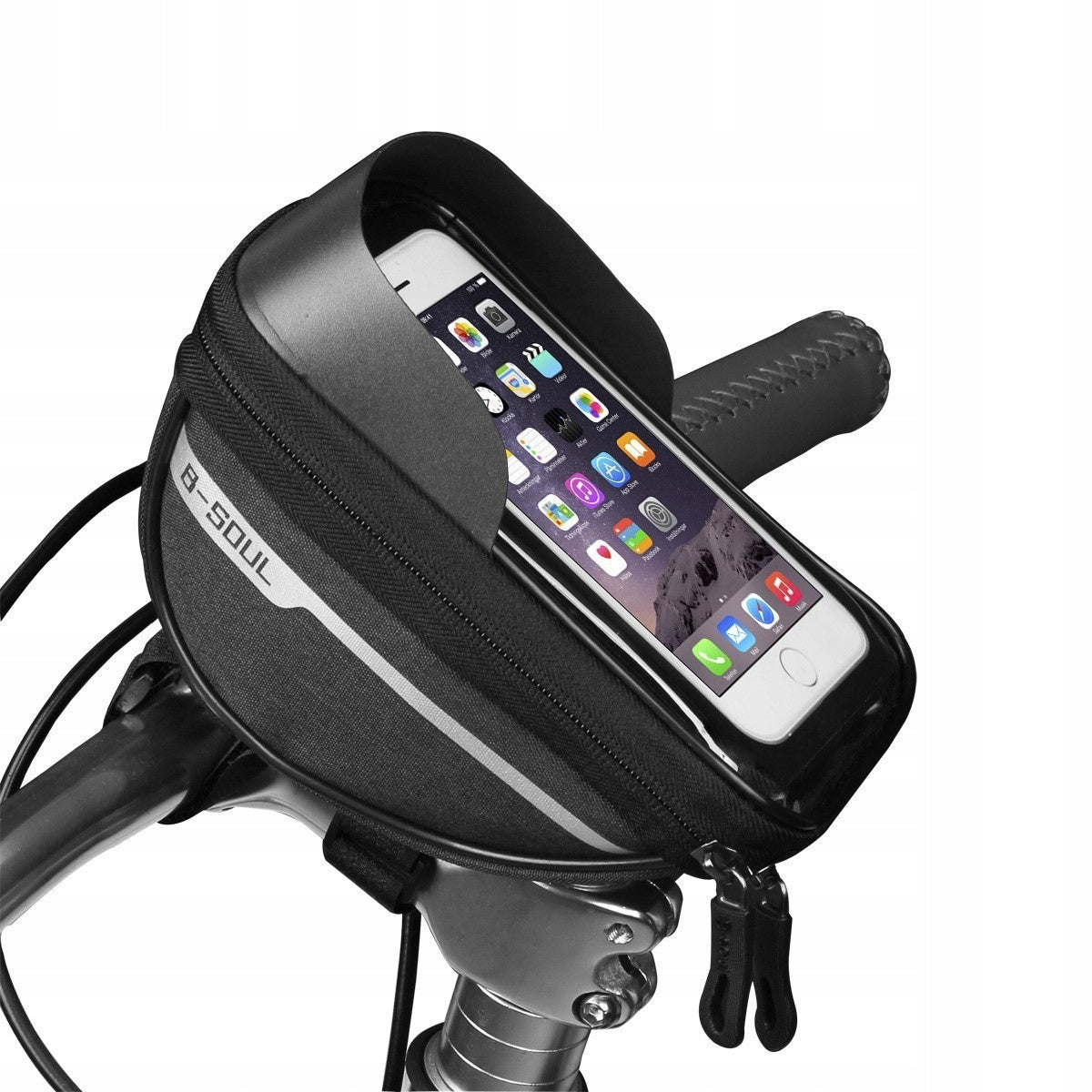 BICYCLE POUCH FOR HANDLEBARS WATERPROOF BAG FOR PHONE BLACK MONTESSA Capacity 1.5 l