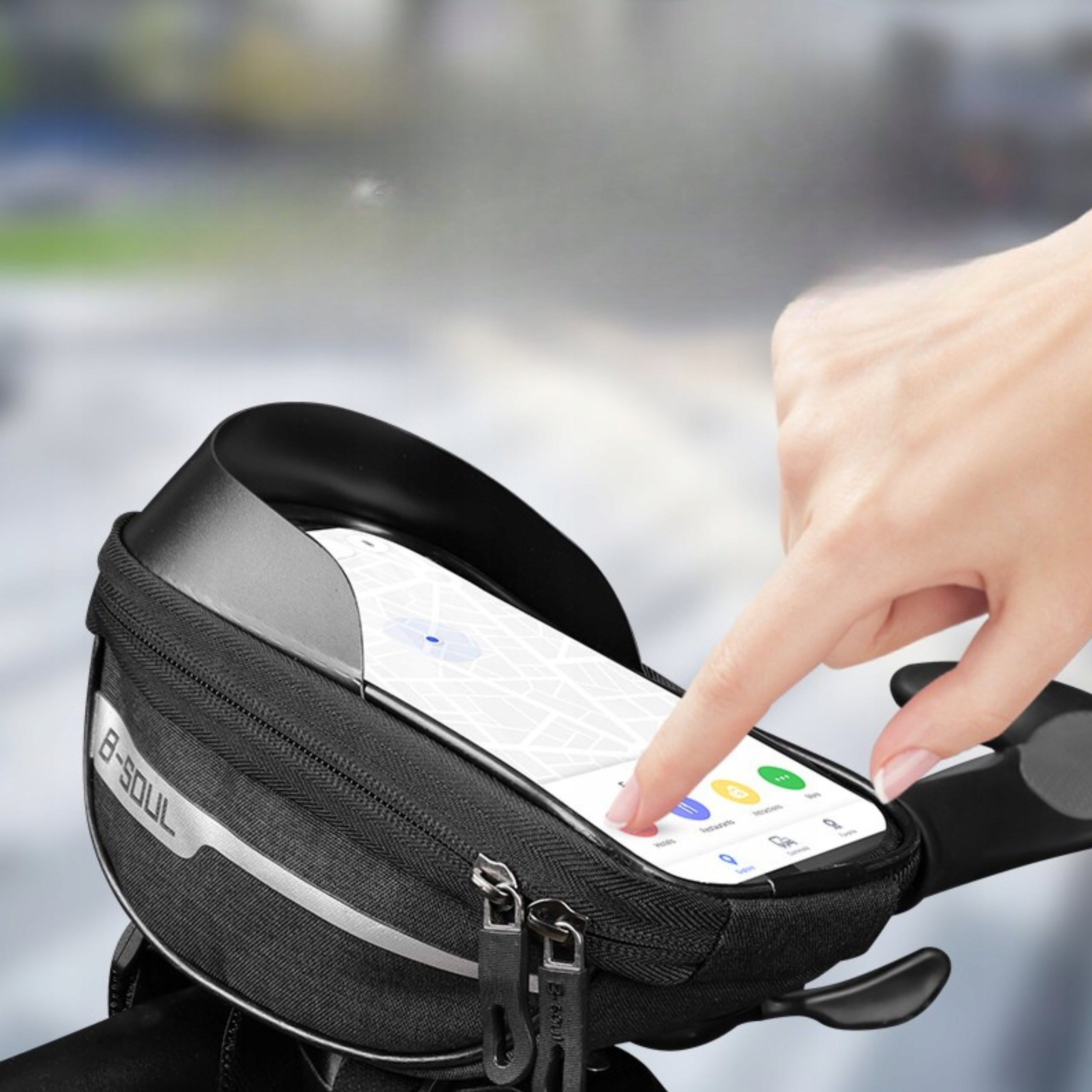 BICYCLE POUCH FOR HANDLEBARS WATERPROOF BAG FOR PHONE BLACK MONTESSA Dominant material fabric