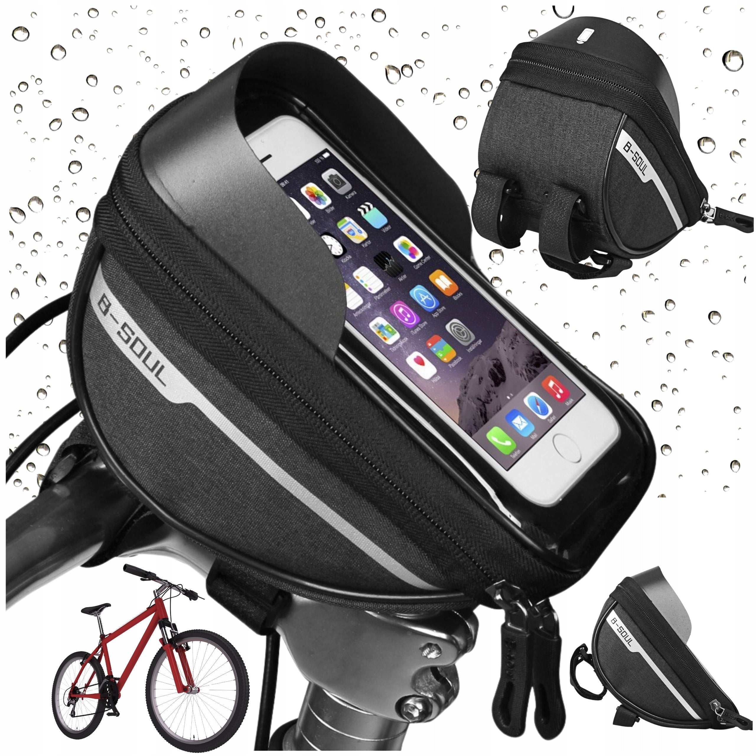 BICYCLE POUCH FOR HANDLEBARS WATERPROOF BAG FOR PHONE BLACK MONTESSA