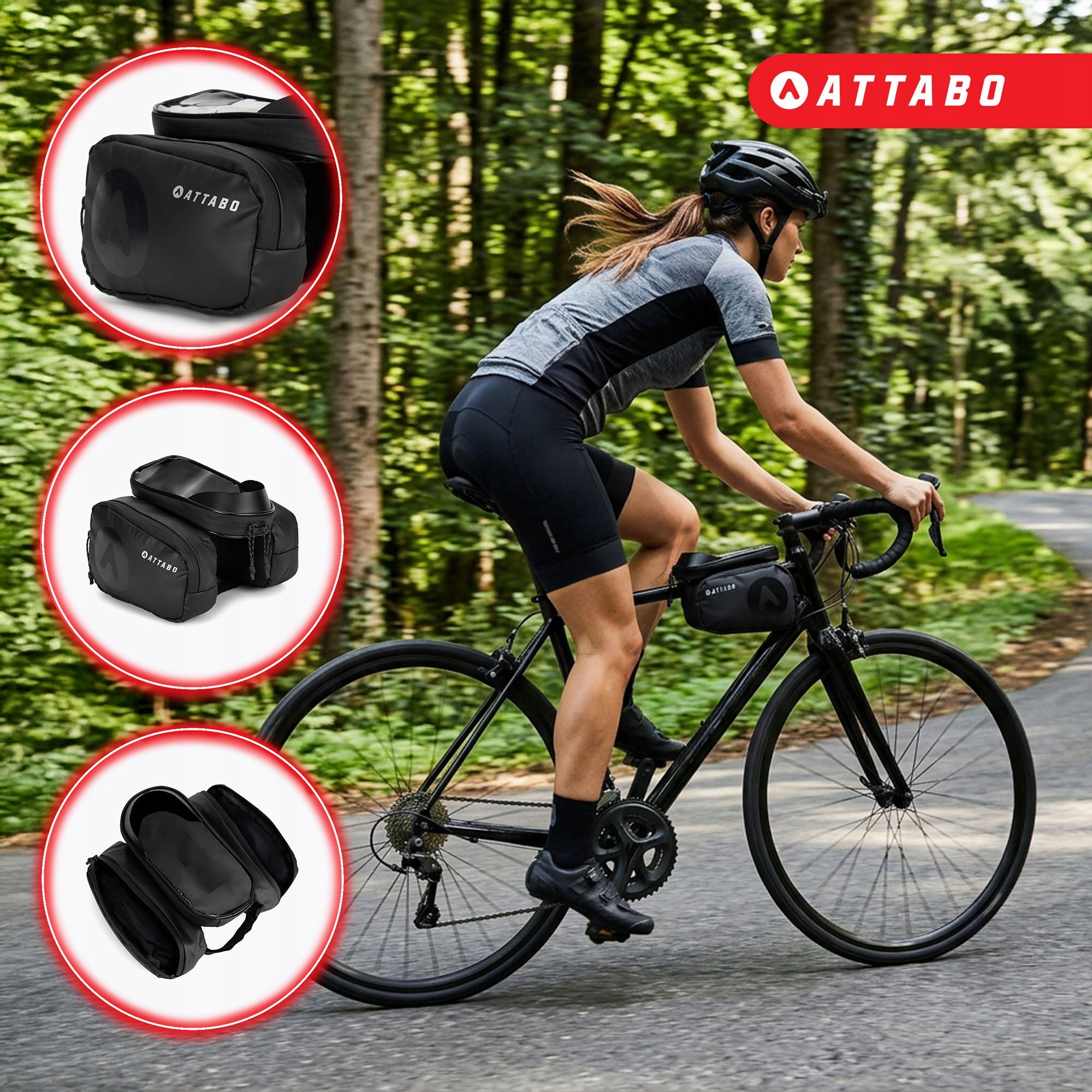 BICYCLE POUCH FRAME BAG ATTABO NAVIPACK WATERPROOF PHONE HOLDER Capacity 190 l