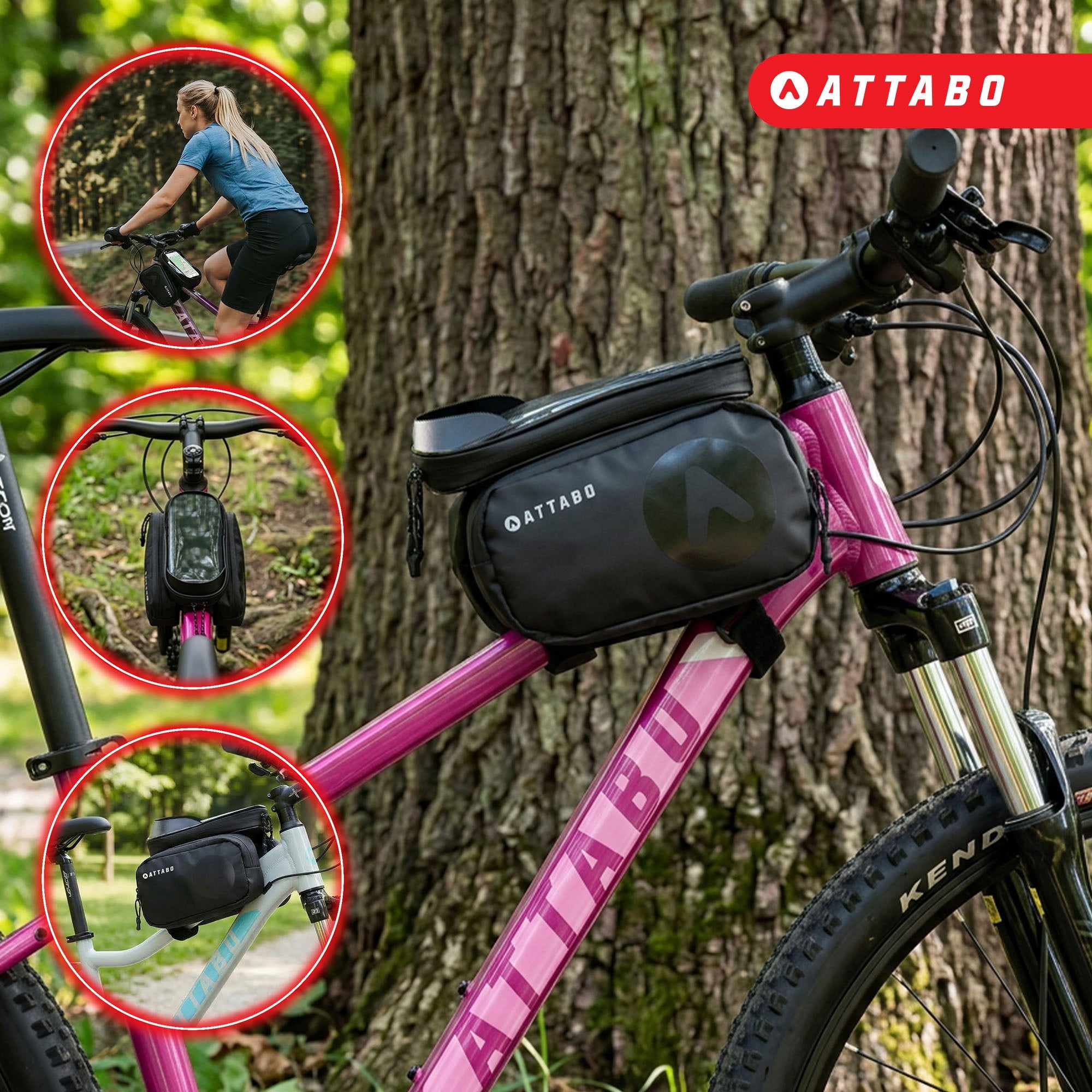 BICYCLE POUCH FRAME BAG ATTABO NAVIPACK WATERPROOF PHONE HOLDER Kind front