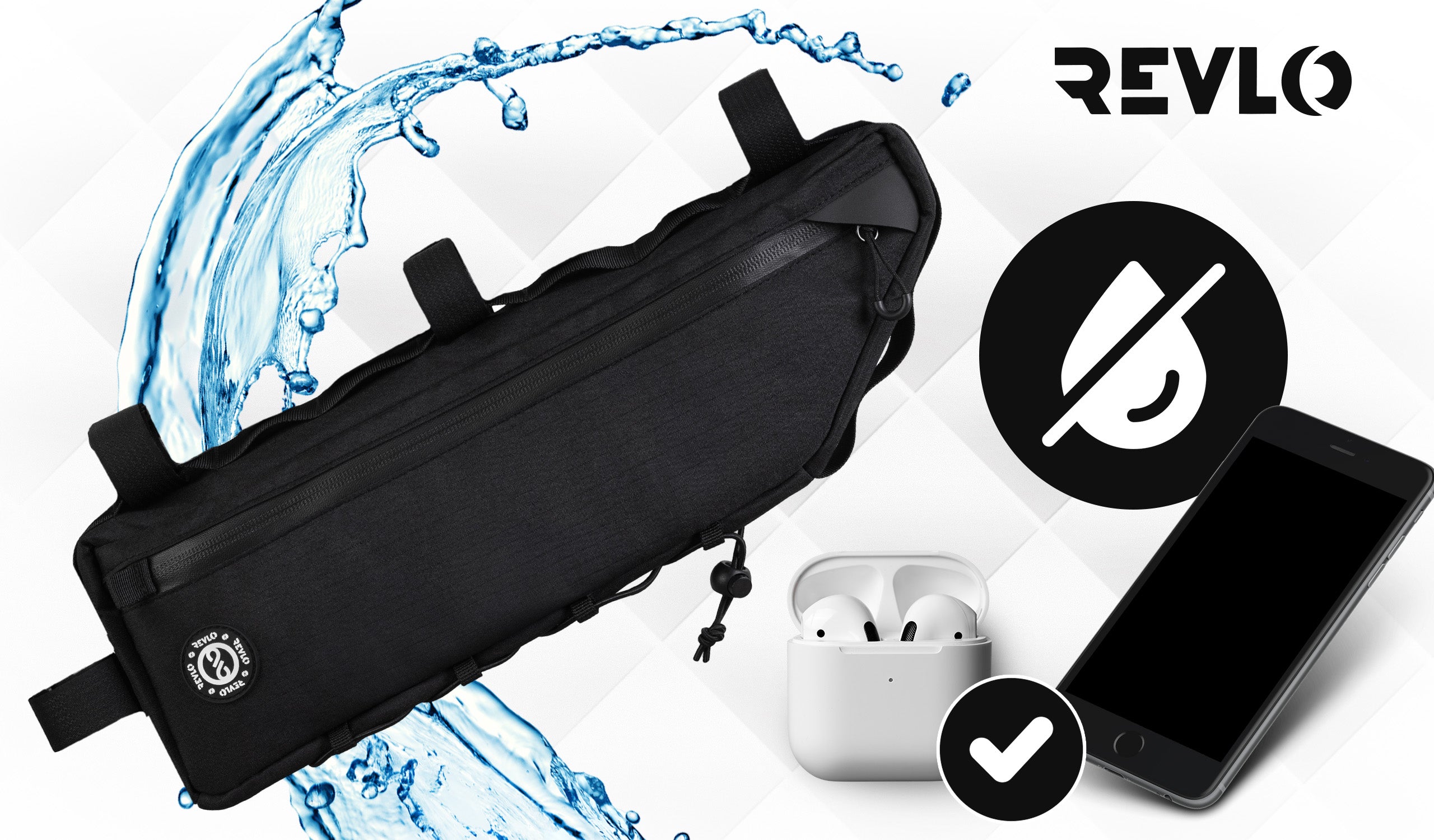 BICYCLE POUCH FRAME BAG BICYCLE WATERPROOF LARGE ROOMY 3 L Color black