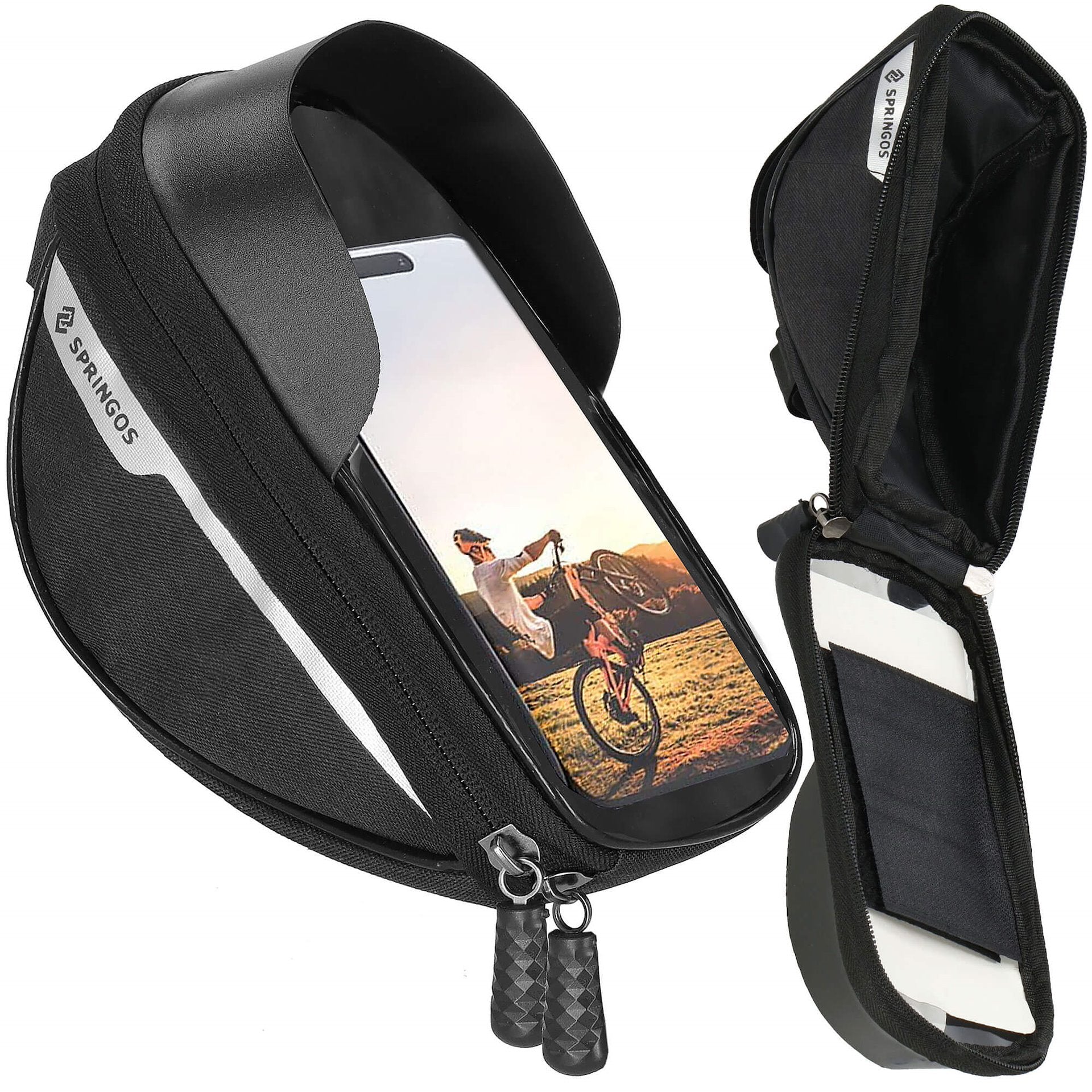 BICYCLE POUCH PHONE HOLDER BICYCLE FRAME HANDLEBAR BAG WATERPROOF