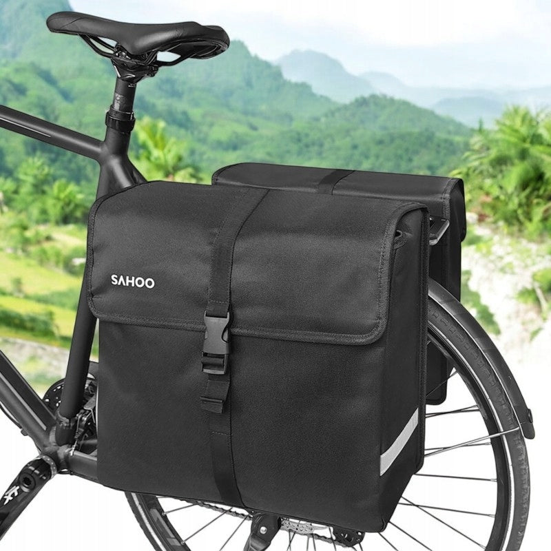 BICYCLE POUCH REAR RACK BAG 36L TWO CHAMBERS STIFFENED REFLECTIVE Dedicated for urban bikes MTB (mountain bikes) trekking bikes