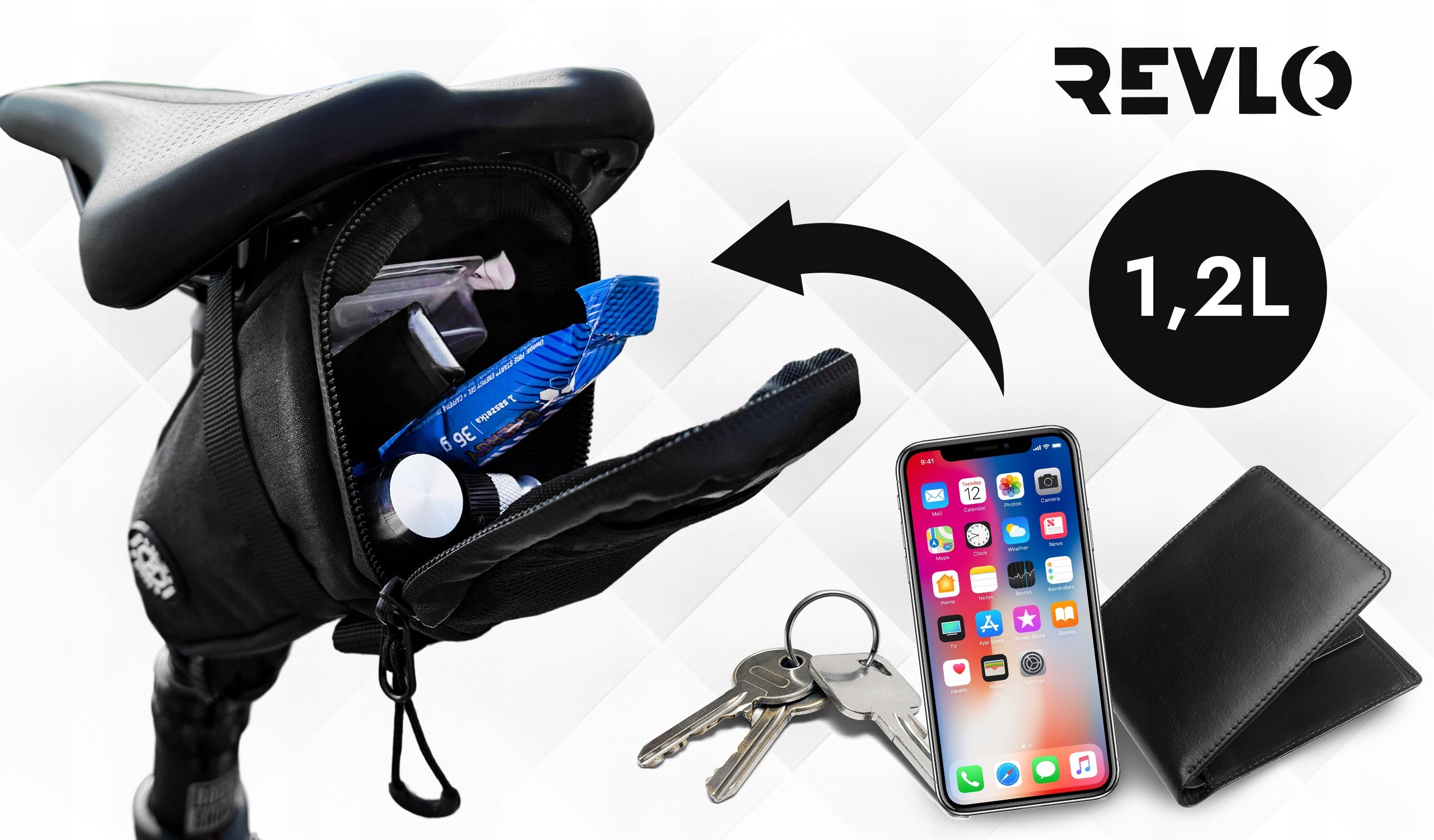 BICYCLE POUCH SEAT BAG FOR BICYCLE REFLECTIVE WATER-RESISTANT 1,2 L Kind rear