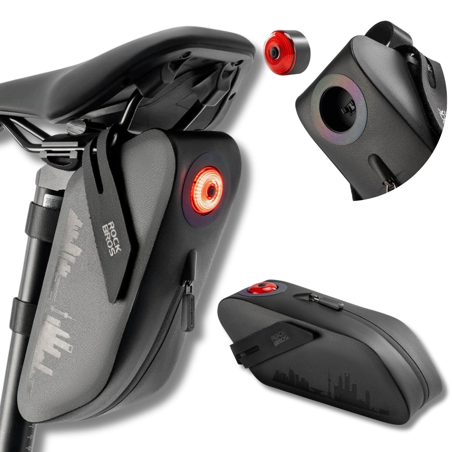 BICYCLE POUCH SEAT BAG WATERPROOF MTB 0,8L WITH LAMP ROCKBROS