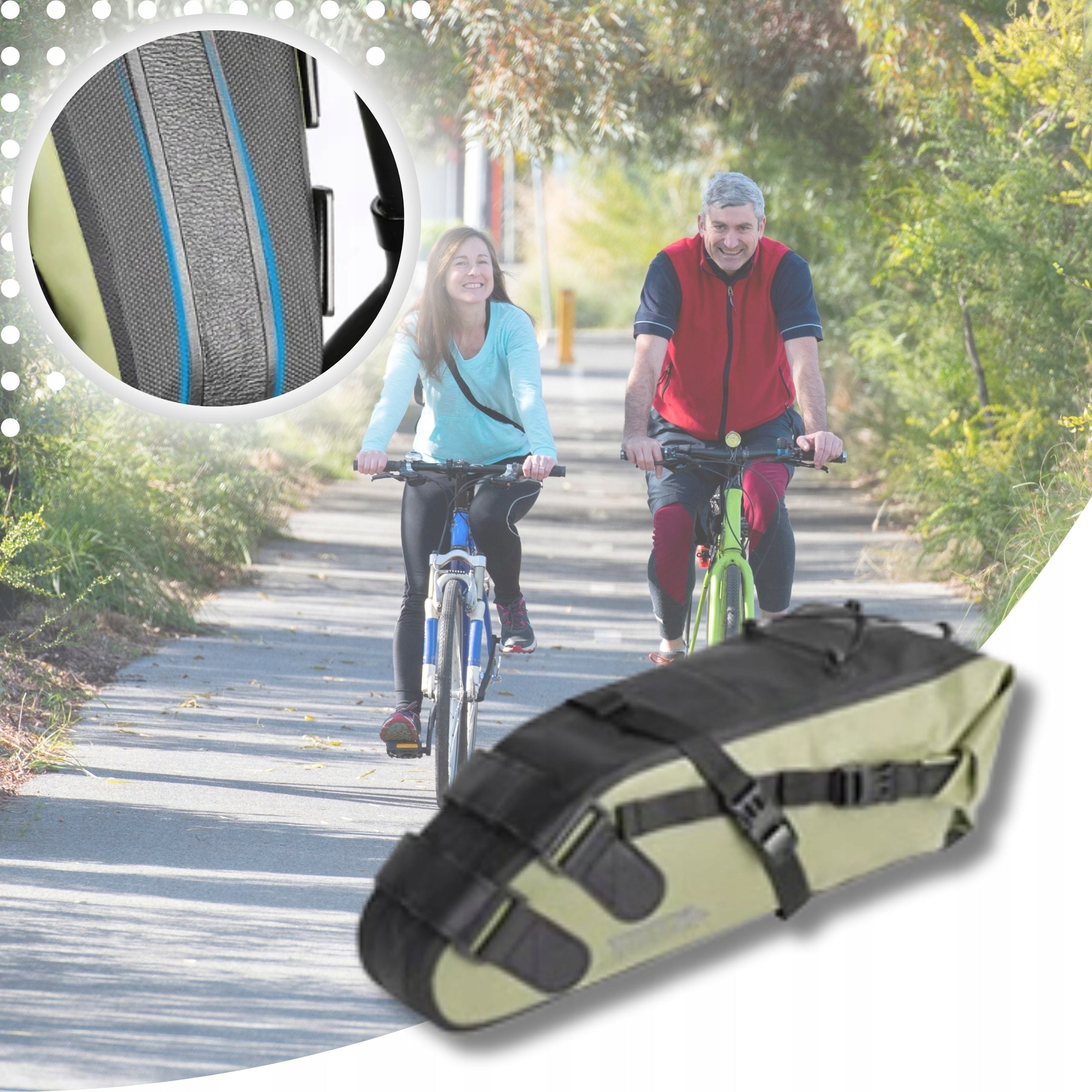 BICYCLE POUCH UNDER SADDLE SEAT BAG 10L WATERPROOF BAG Color green