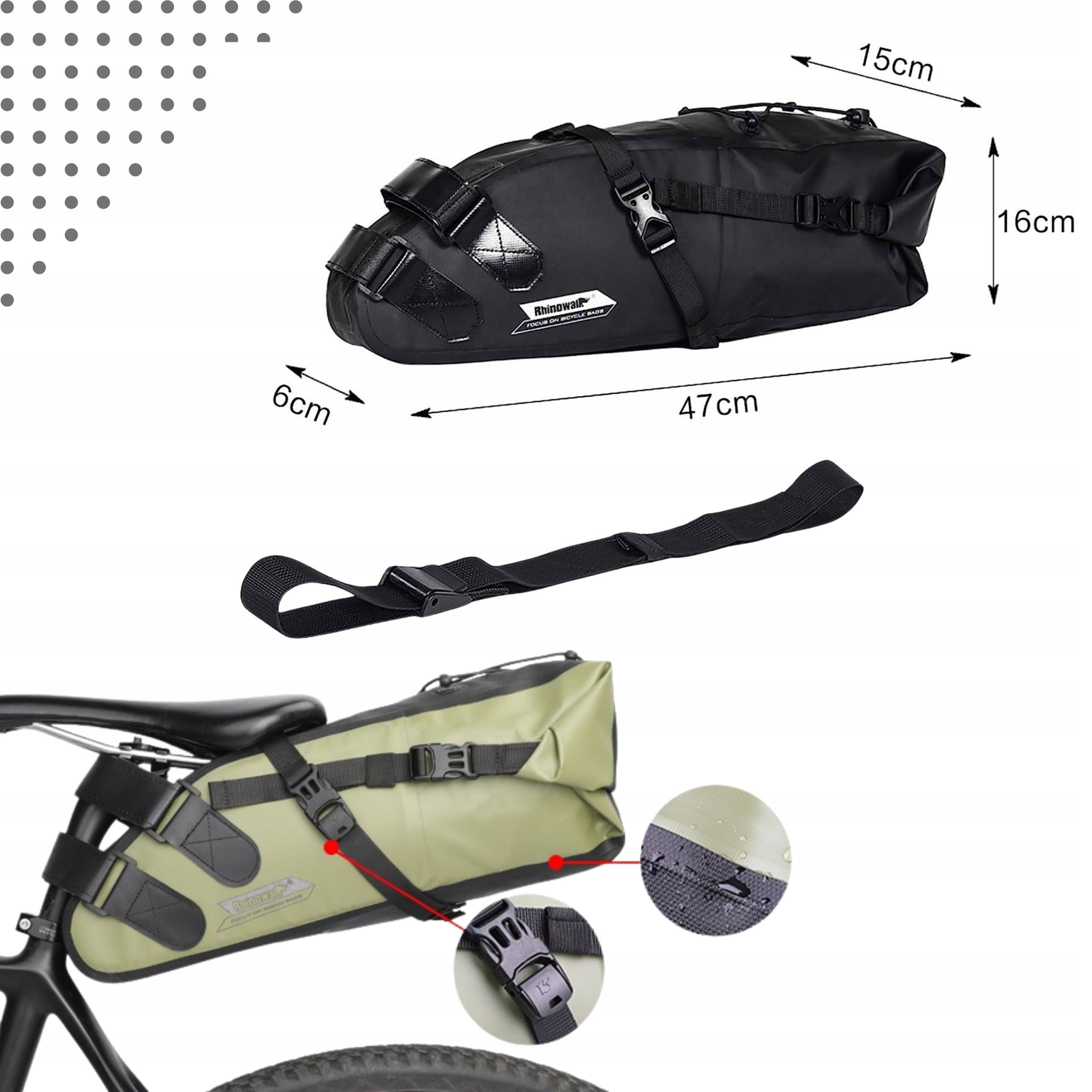 BICYCLE POUCH UNDER SADDLE SEAT BAG 10L WATERPROOF BAG Manufacturer code 14807